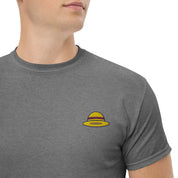 T-Shirt Unisex Ricamata 100% Cotone – Confortevole – Design Design Cappello di Paglia-Biiply