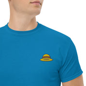 T-Shirt Unisex Ricamata 100% Cotone – Confortevole – Design Design Cappello di Paglia-Biiply