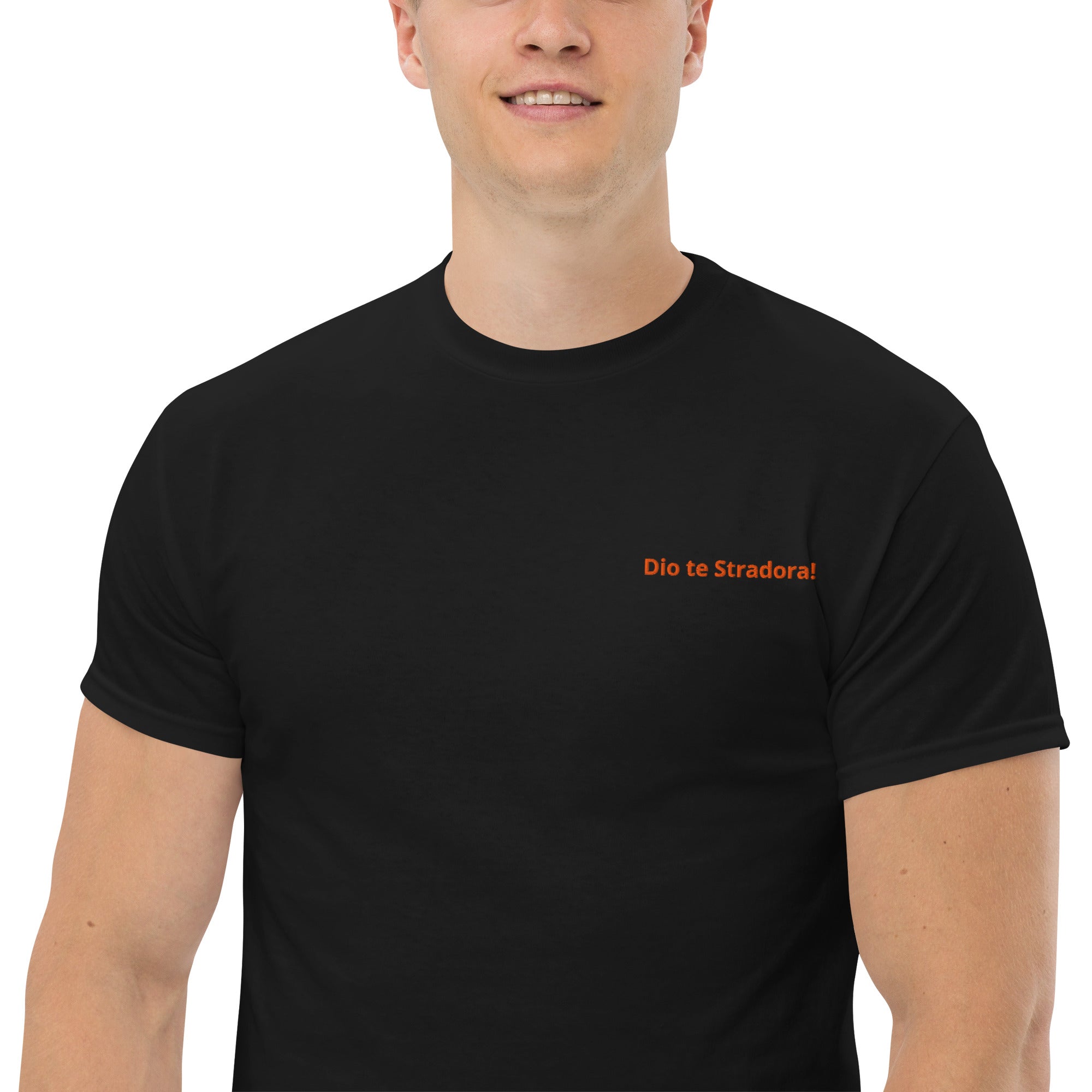T-Shirt Unisex Ricamata 100% Cotone – Confortevole – Design Dio te stradora-Biiply