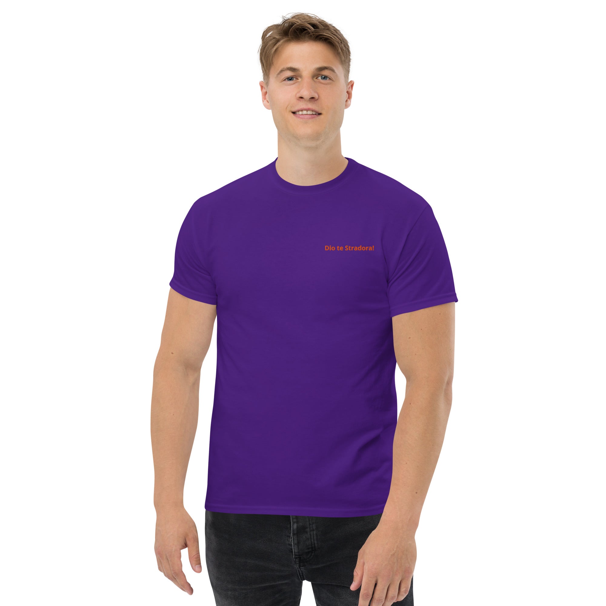 T-Shirt Unisex Ricamata 100% Cotone – Confortevole – Design Dio te stradora-Biiply