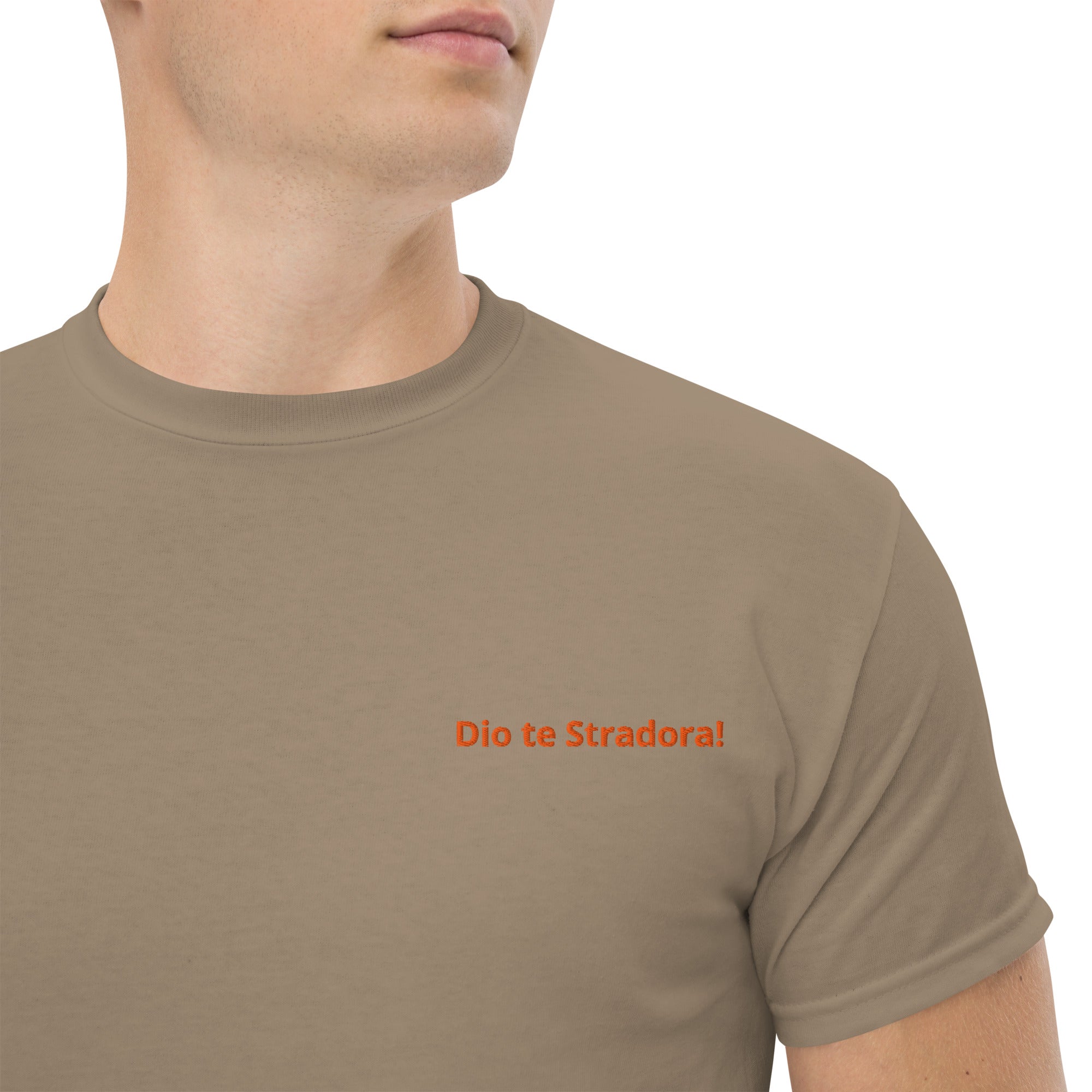 T-Shirt Unisex Ricamata 100% Cotone – Confortevole – Design Dio te stradora-Biiply