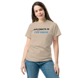 T-Shirt Unisex Ricamata 100% Cotone – Confortevole – Design Diplomata in casi umani