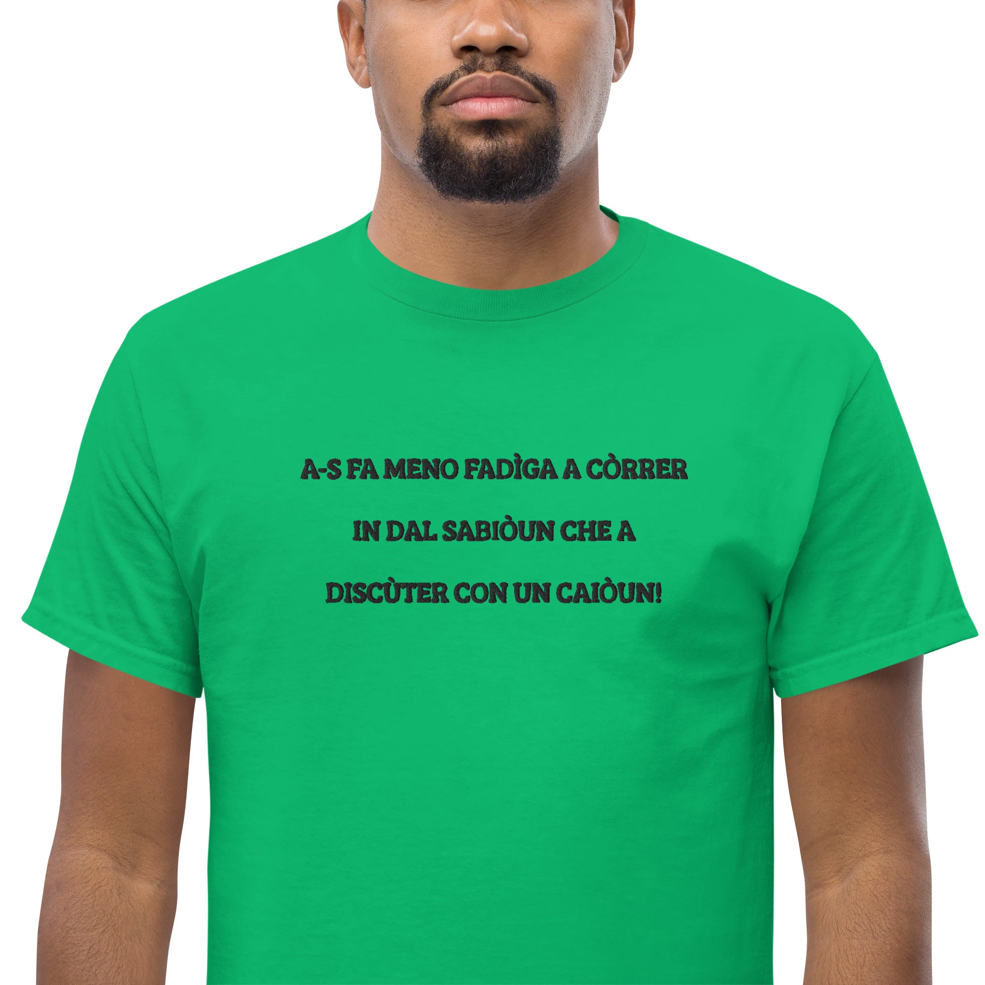 T-Shirt Unisex Ricamata 100% Cotone – Confortevole – Design Discùter Con Un Caiòun!-Biiply