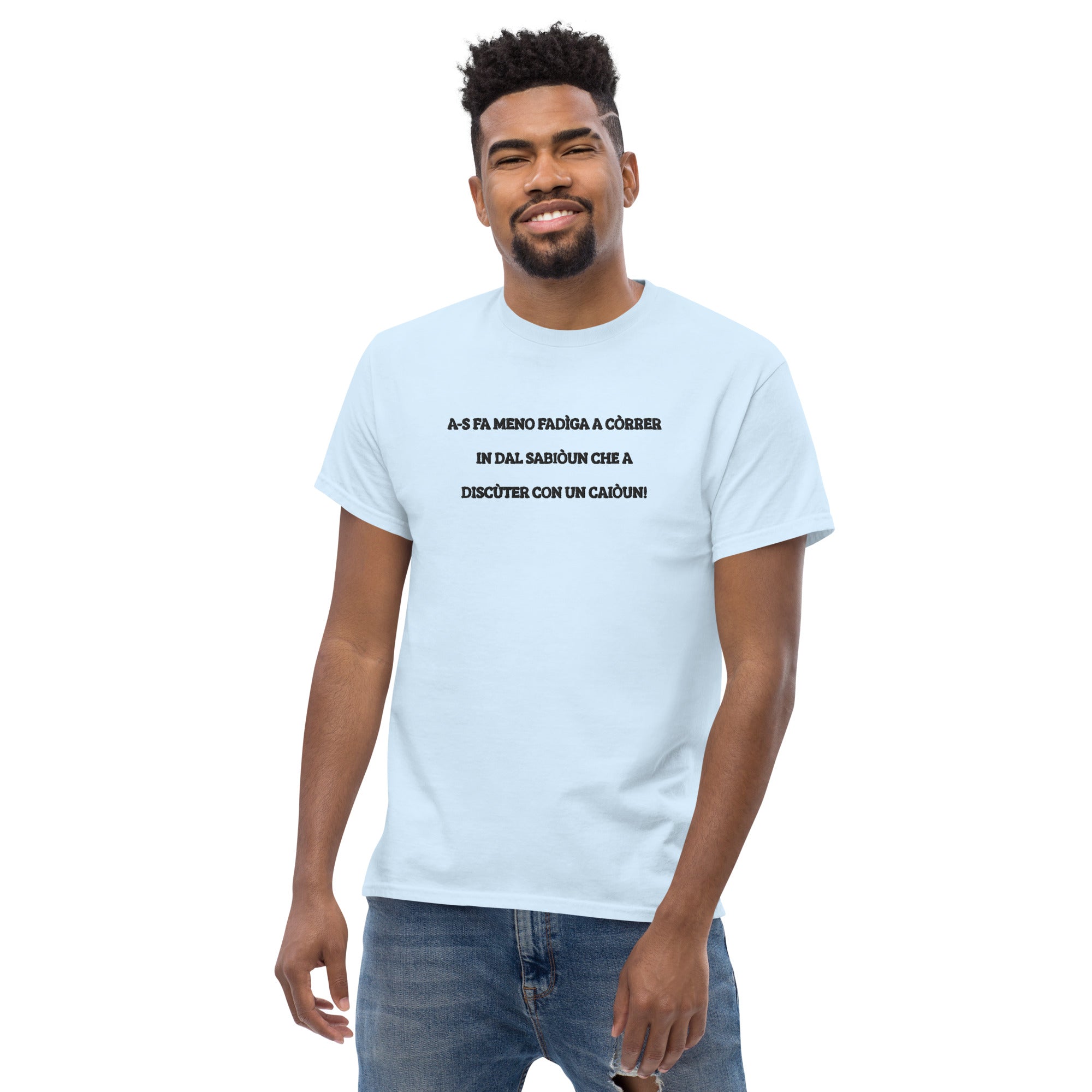 T-Shirt Unisex Ricamata 100% Cotone – Confortevole – Design Discùter Con Un Caiòun!-Biiply
