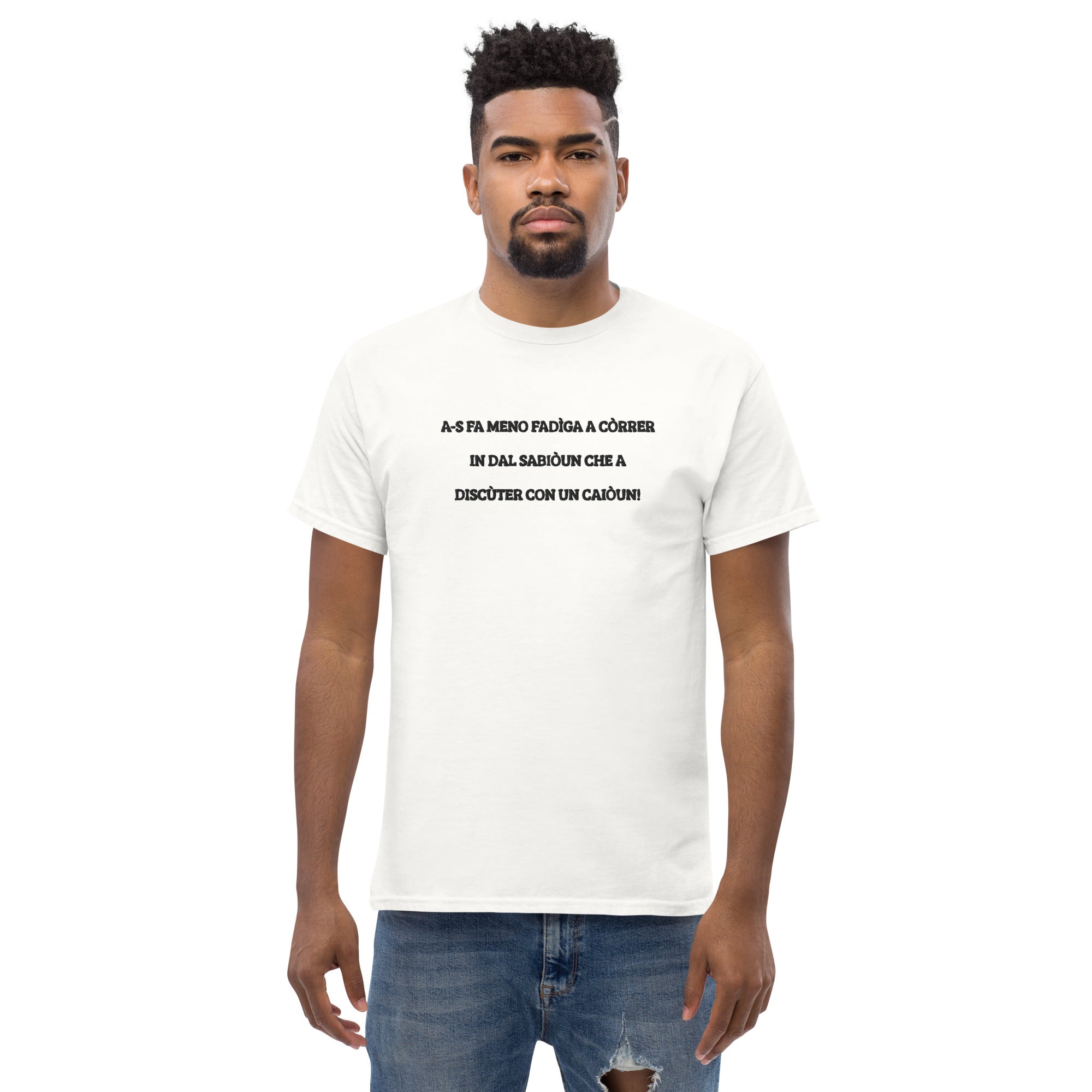 T-Shirt Unisex Ricamata 100% Cotone – Confortevole – Design Discùter Con Un Caiòun!-Biiply