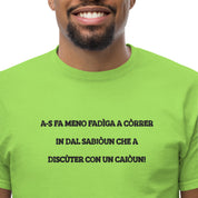 T-Shirt Unisex Ricamata 100% Cotone – Confortevole – Design Discùter Con Un Caiòun!-Biiply