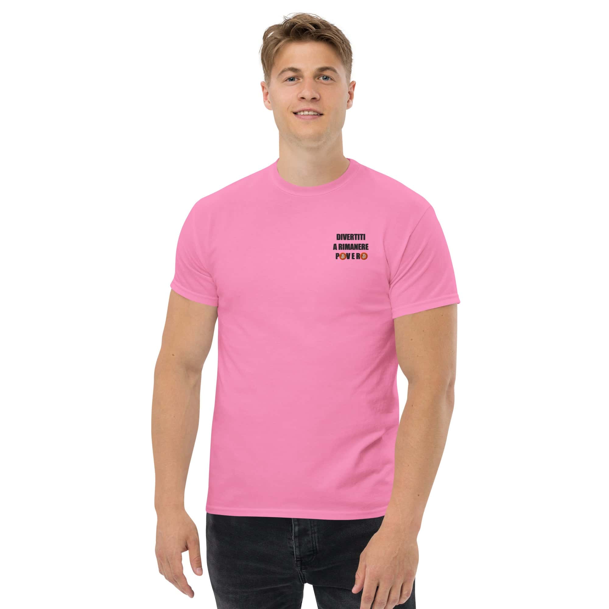 T-Shirt Unisex Ricamata 100% Cotone – Confortevole – Design Divertiti a Rimanere Povero BTC-Biiply