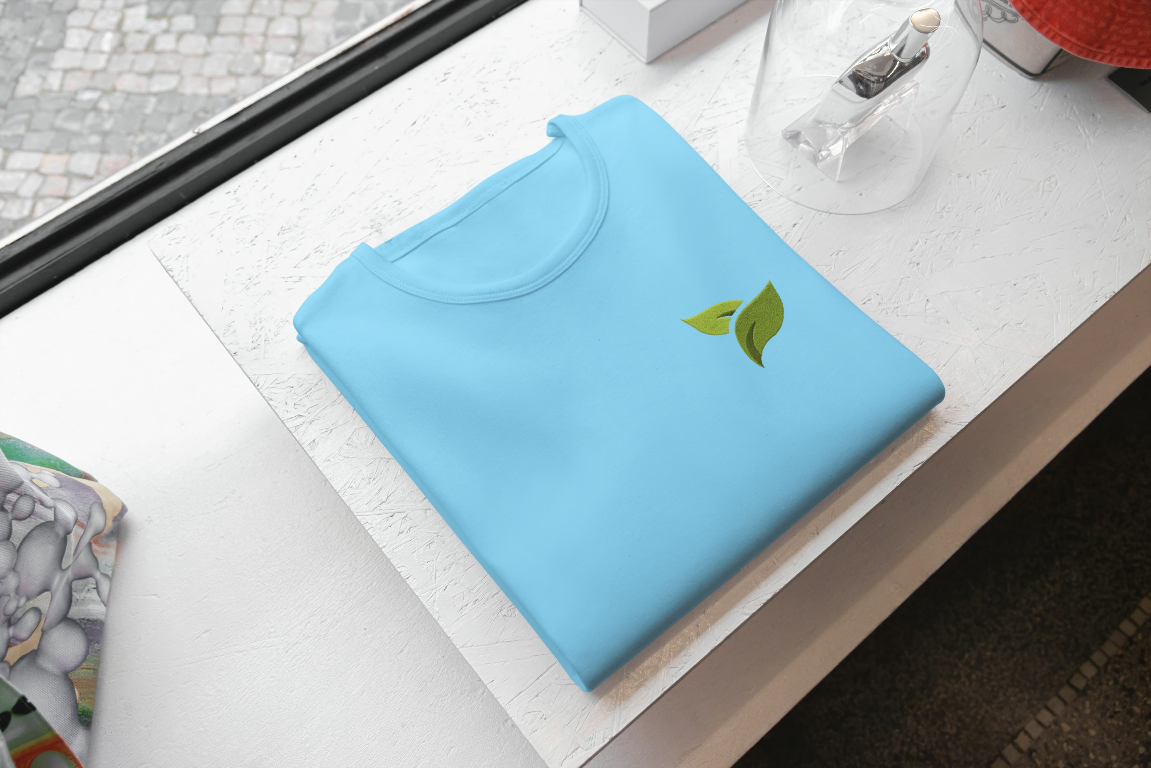 T-Shirt Unisex Ricamata 100% Cotone – Confortevole – Design Double Leaf-Biiply