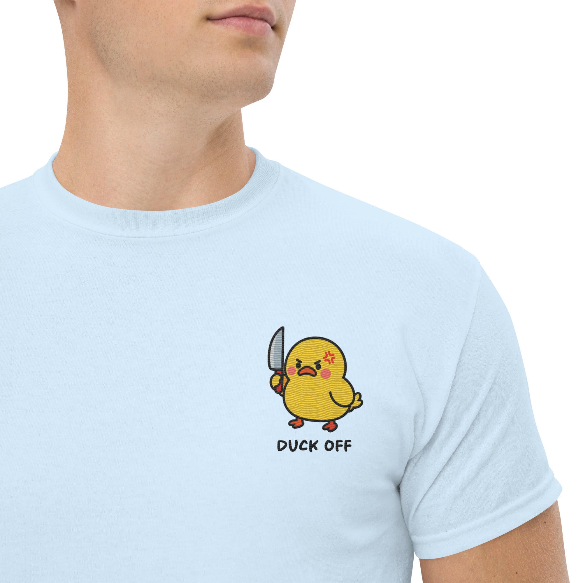 T-Shirt Unisex Ricamata 100% Cotone – Confortevole – Design Duck Off-Biiply