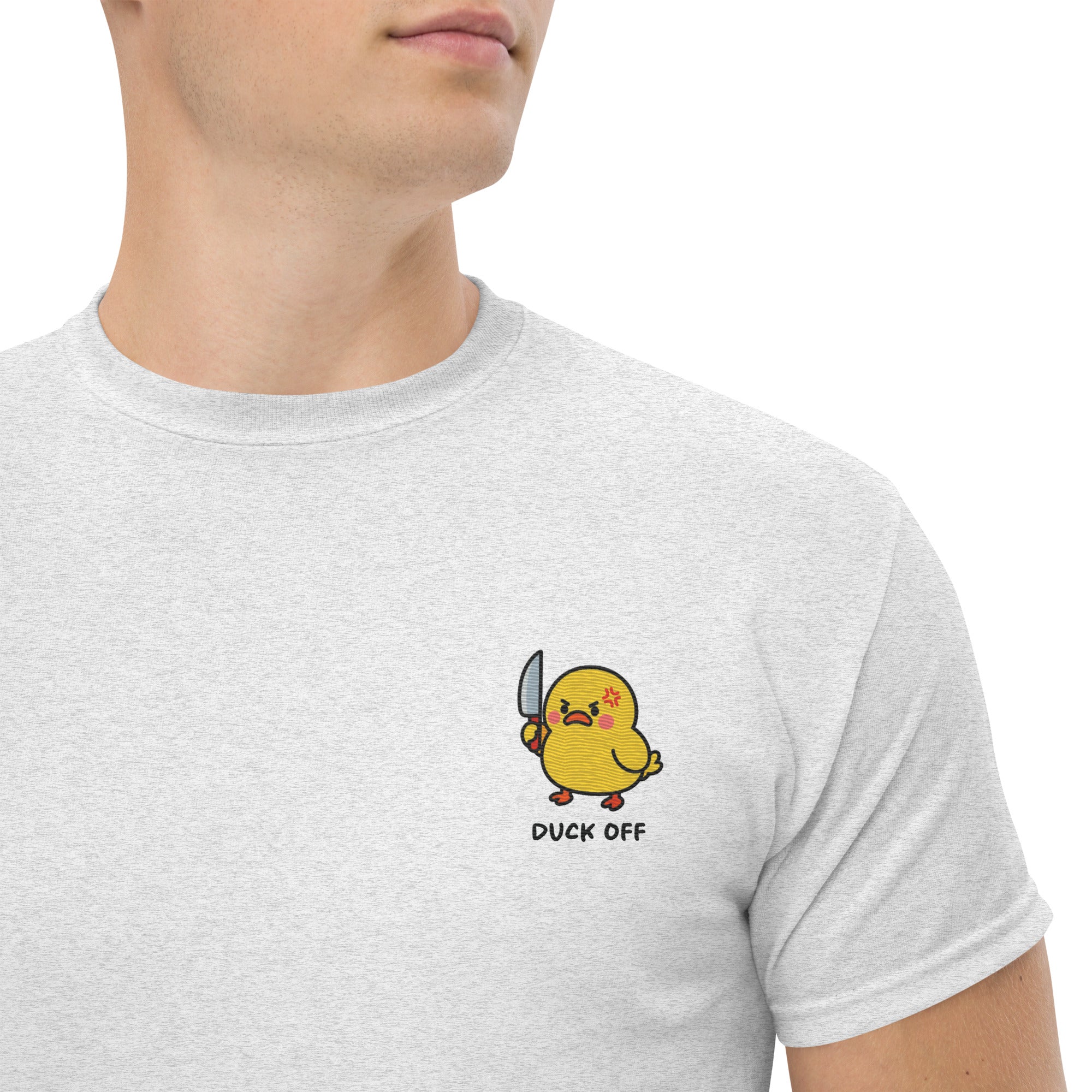 T-Shirt Unisex Ricamata 100% Cotone – Confortevole – Design Duck Off-Biiply