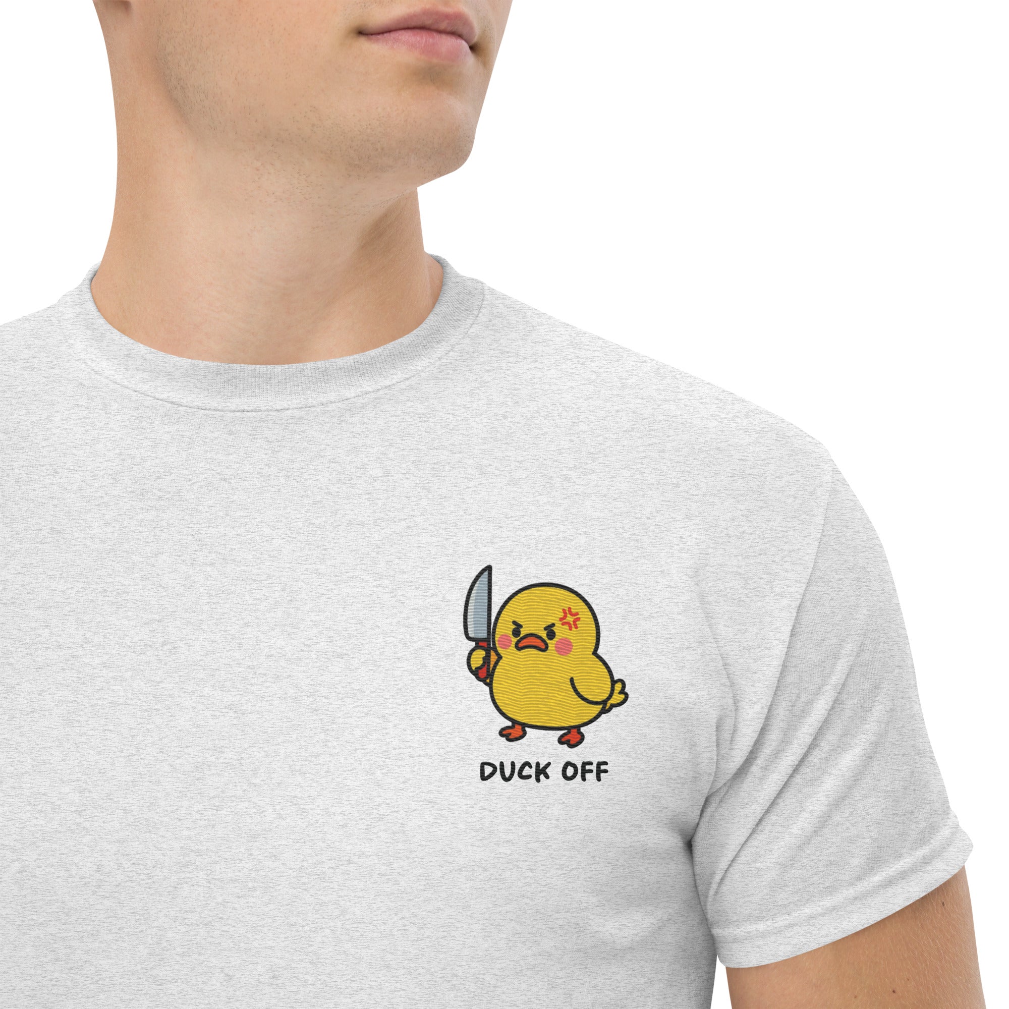 T-Shirt Unisex Ricamata 100% Cotone – Confortevole – Design Duck Off-Biiply