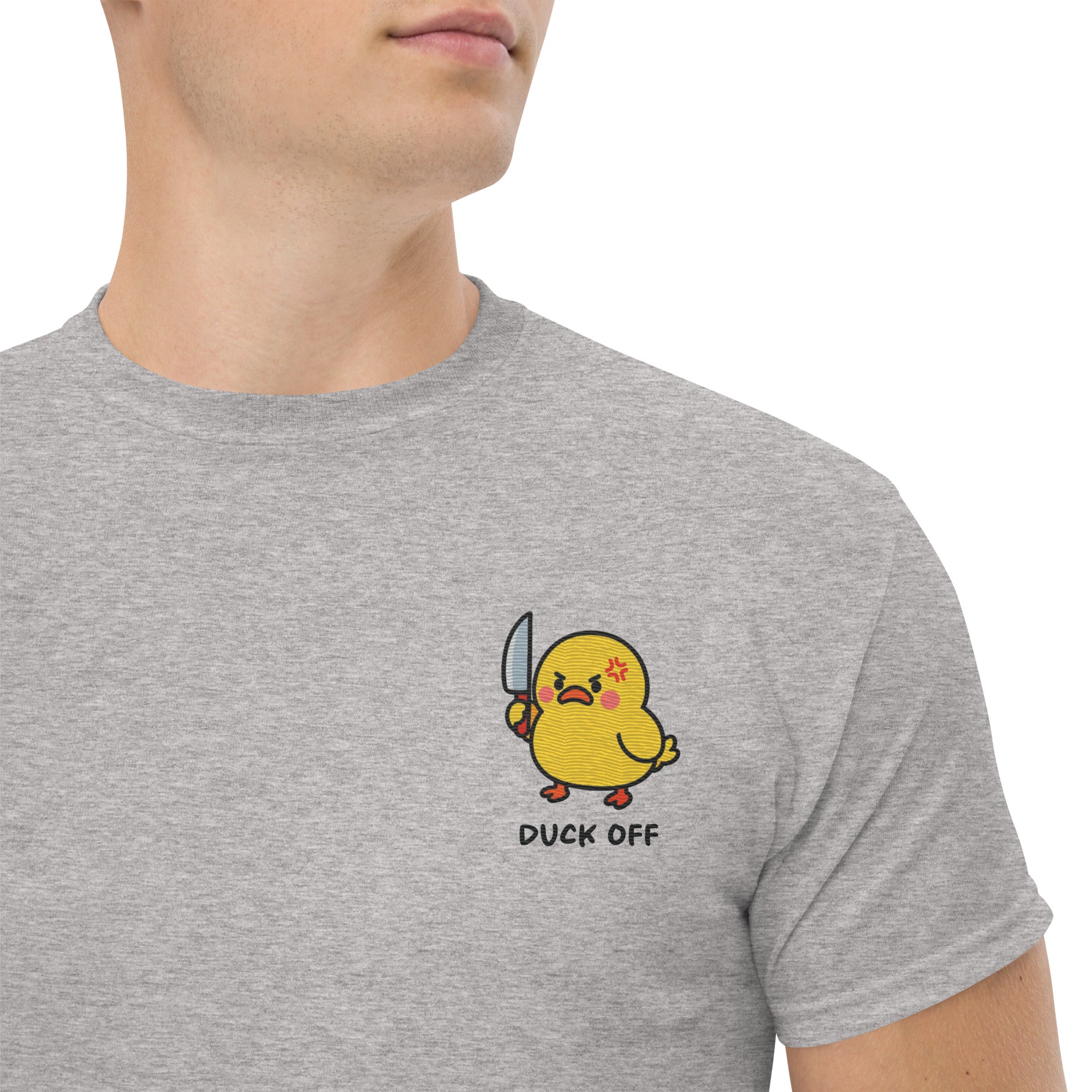 T-Shirt Unisex Ricamata 100% Cotone – Confortevole – Design Duck Off-Biiply