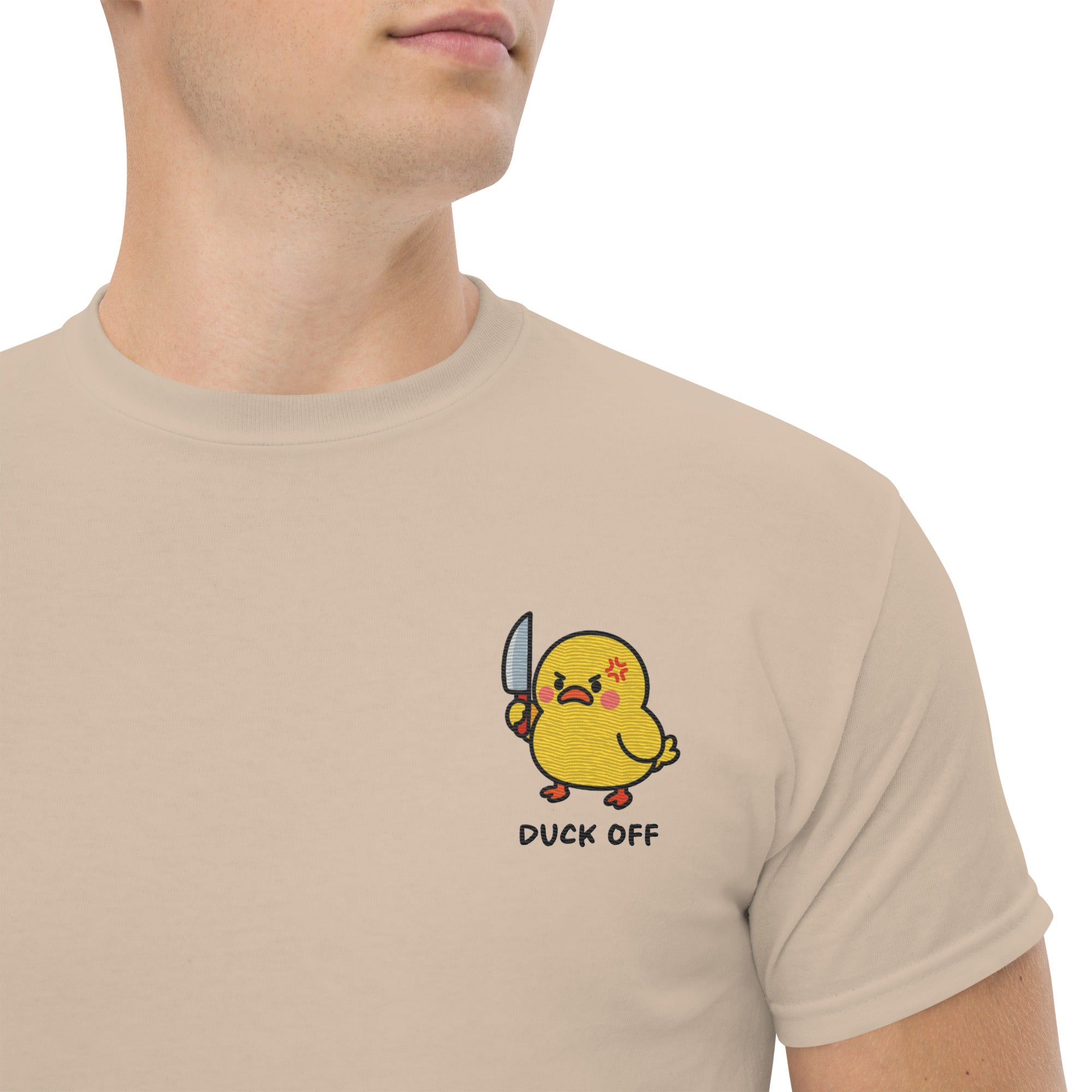 T-Shirt Unisex Ricamata 100% Cotone – Confortevole – Design Duck Off-Biiply