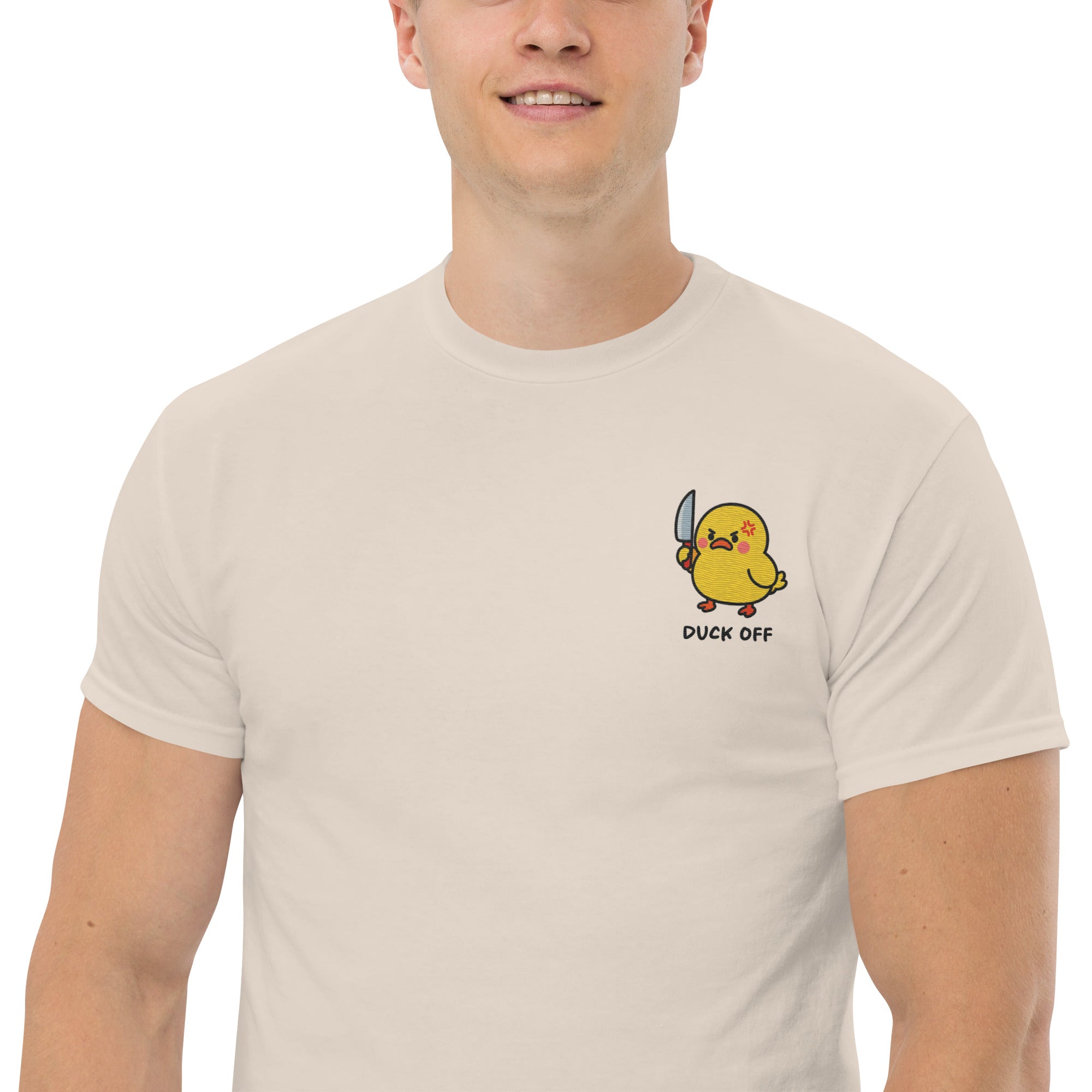 T-Shirt Unisex Ricamata 100% Cotone – Confortevole – Design Duck Off-Biiply