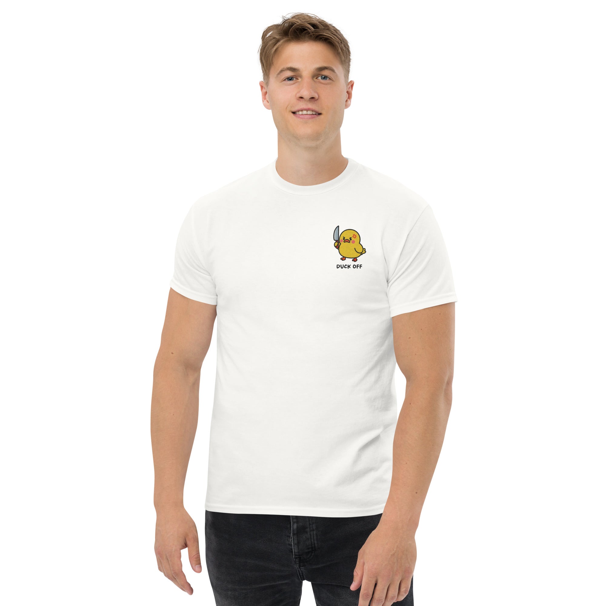 T-Shirt Unisex Ricamata 100% Cotone – Confortevole – Design Duck Off-Biiply