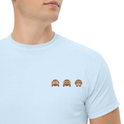 T-Shirt Unisex Ricamata 100% Cotone – Confortevole – Design Emoji scimmiette-Biiply