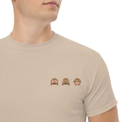 T-Shirt Unisex Ricamata 100% Cotone – Confortevole – Design Emoji scimmiette-Biiply