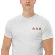 T-Shirt Unisex Ricamata 100% Cotone – Confortevole – Design Emoji scimmiette-Biiply