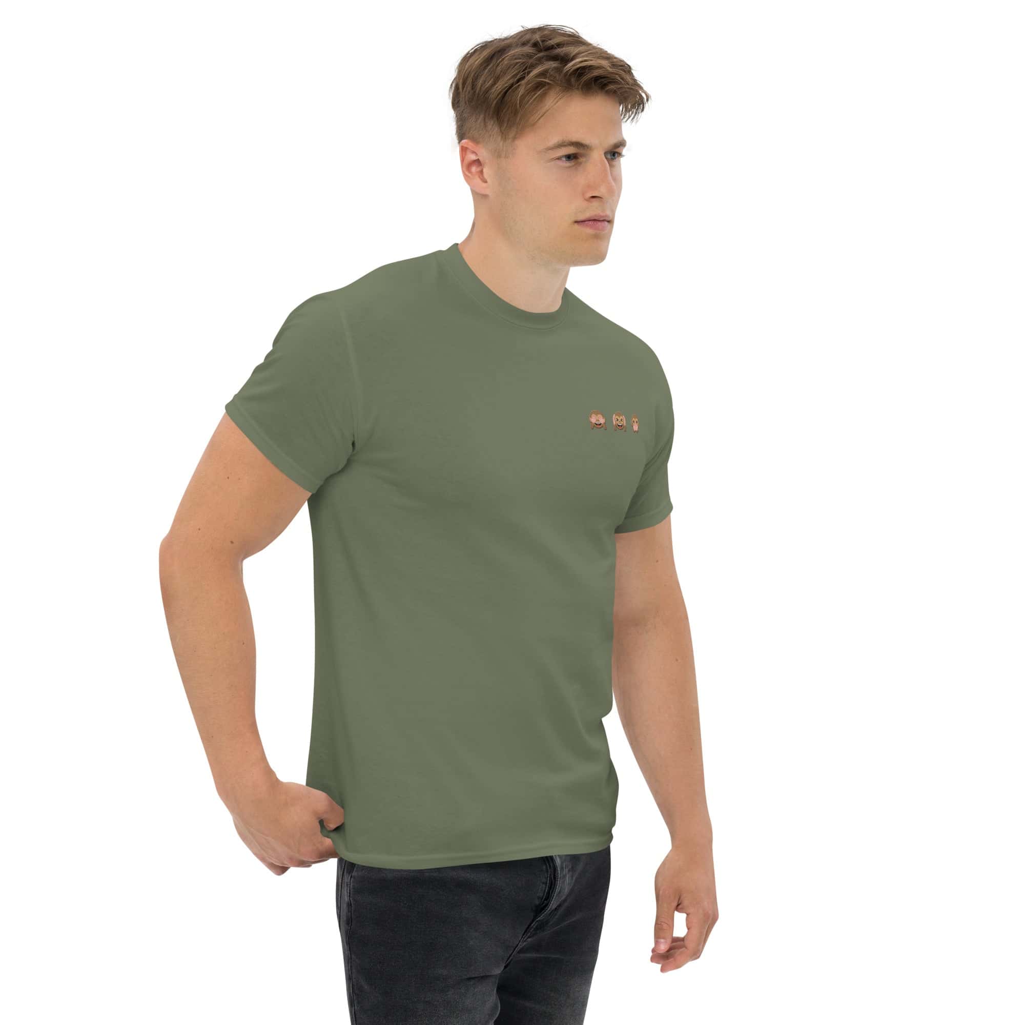 T-Shirt Unisex Ricamata 100% Cotone – Confortevole – Design Emoji scimmiette-Biiply