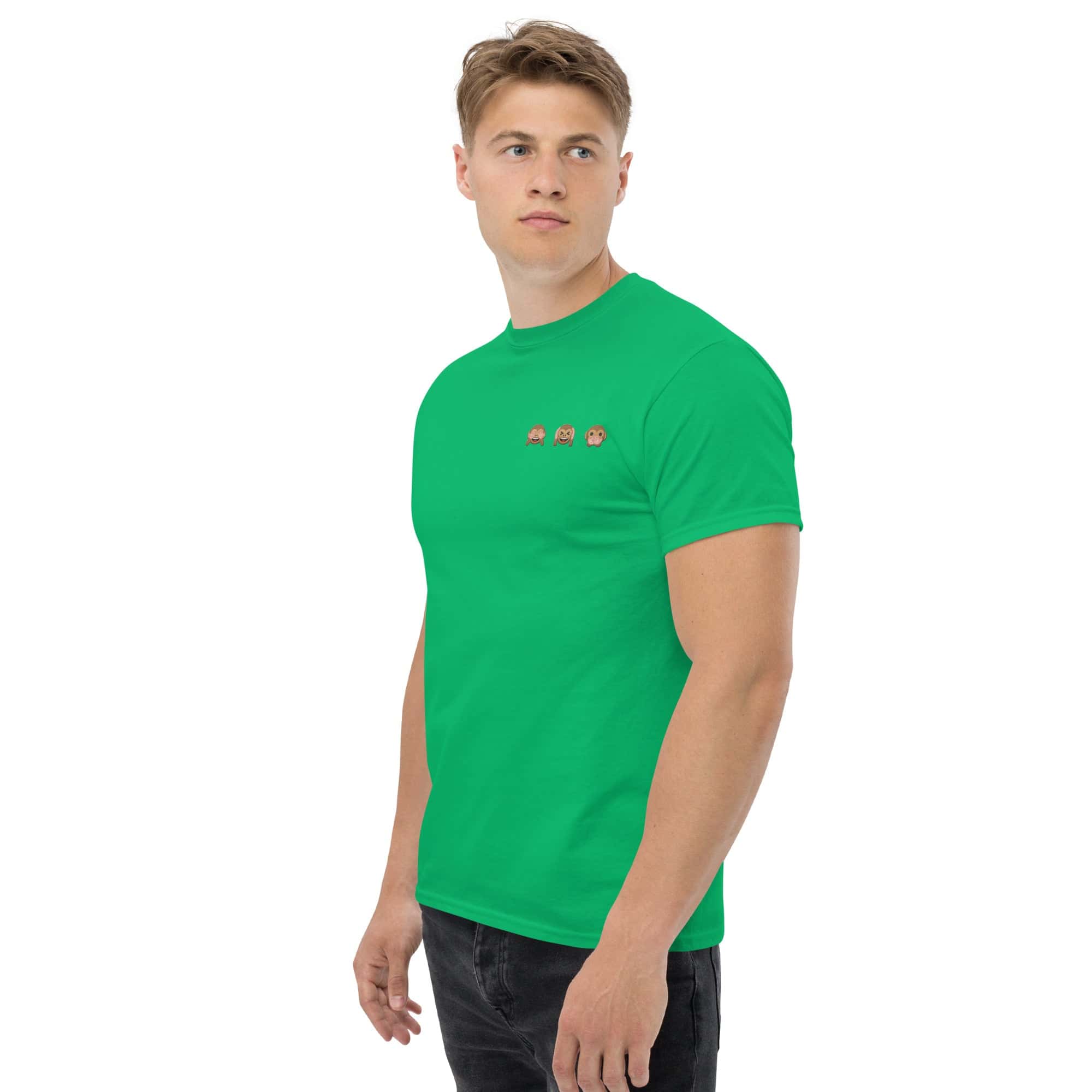 T-Shirt Unisex Ricamata 100% Cotone – Confortevole – Design Emoji scimmiette-Biiply