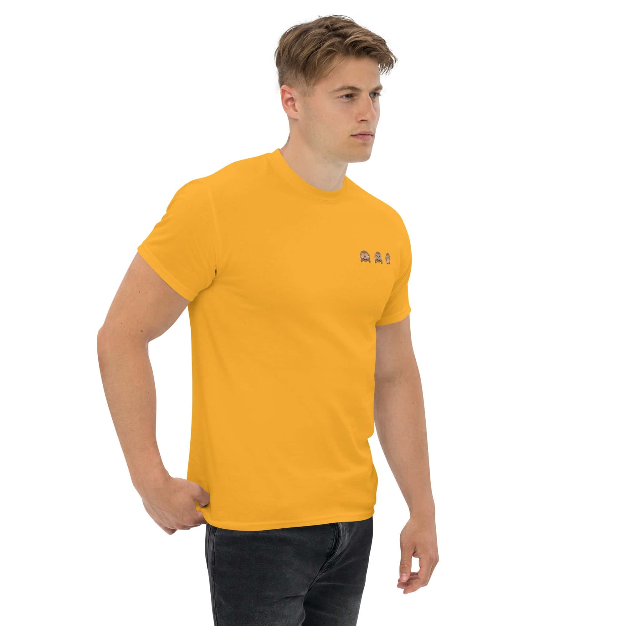 T-Shirt Unisex Ricamata 100% Cotone – Confortevole – Design Emoji scimmiette-Biiply