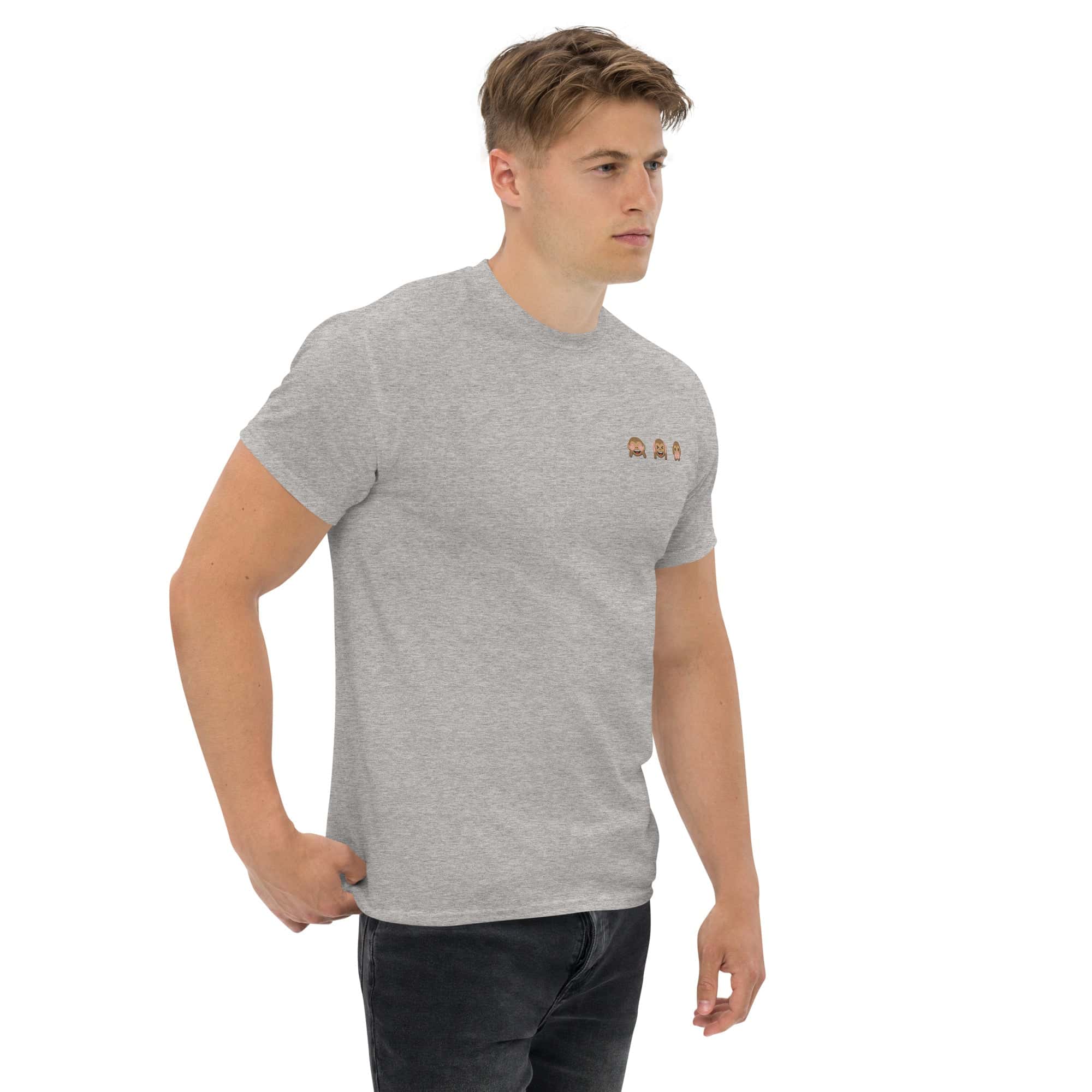 T-Shirt Unisex Ricamata 100% Cotone – Confortevole – Design Emoji scimmiette-Biiply