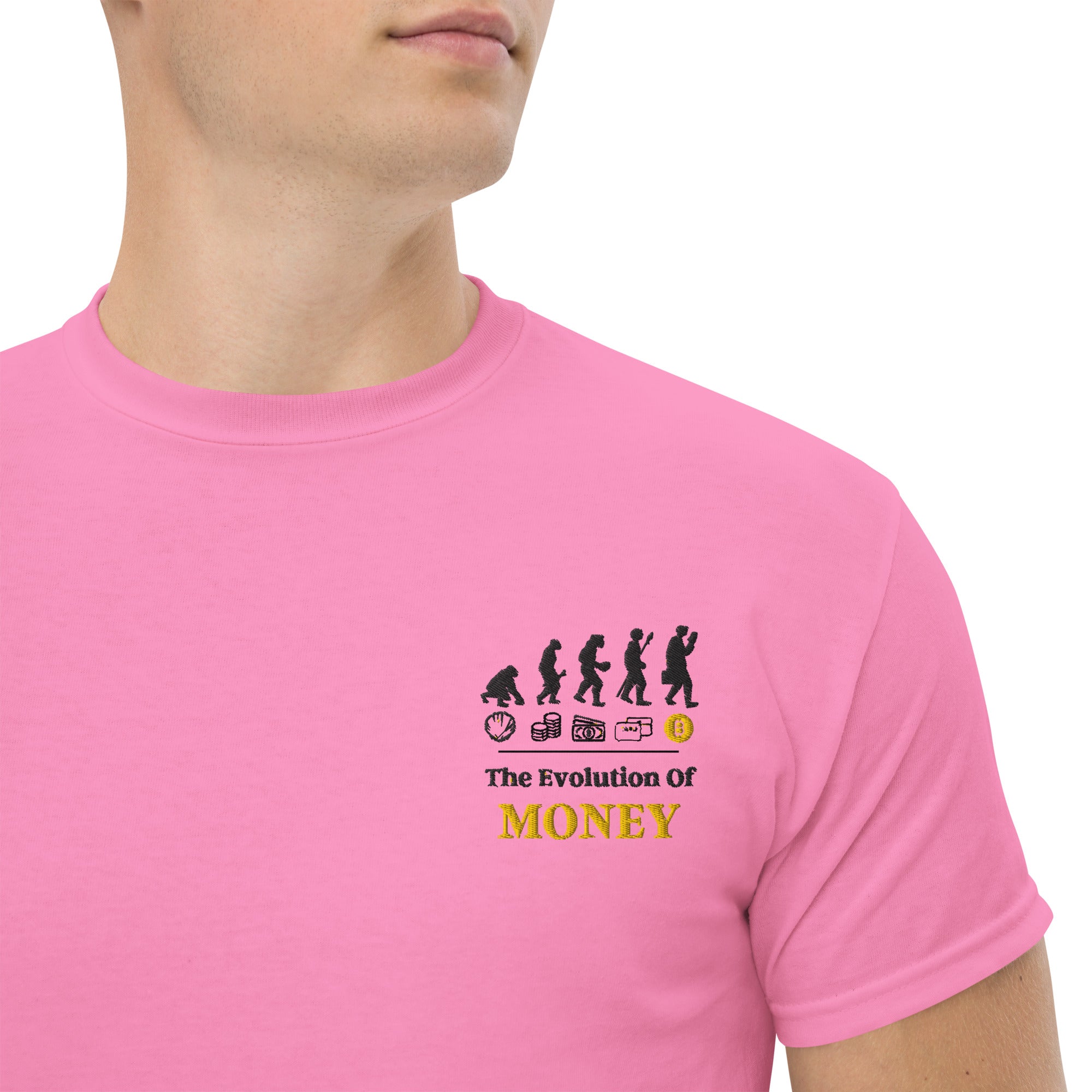 T-Shirt Unisex Ricamata 100% Cotone – Confortevole – Design Evolution Of Money-Biiply