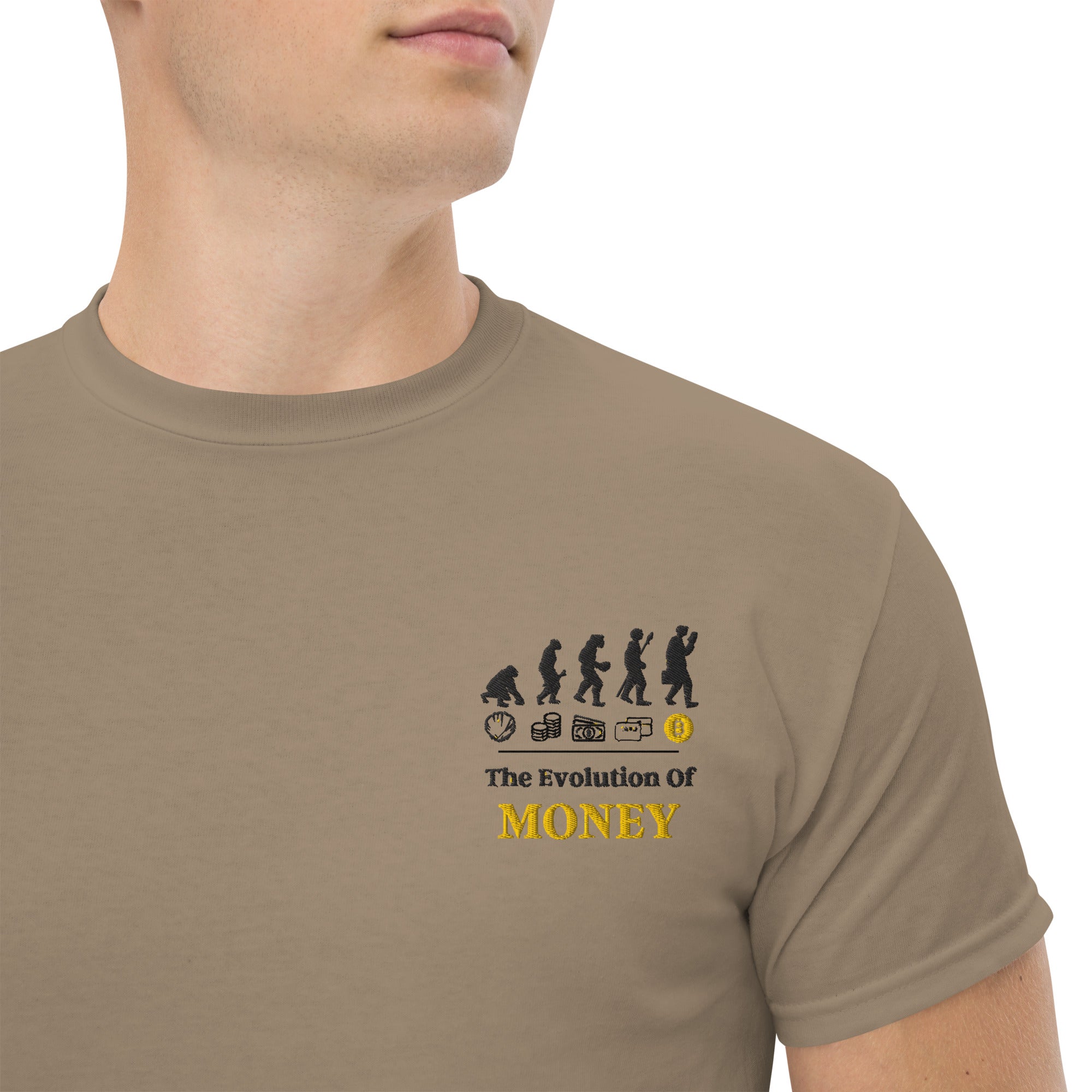 T-Shirt Unisex Ricamata 100% Cotone – Confortevole – Design Evolution Of Money-Biiply