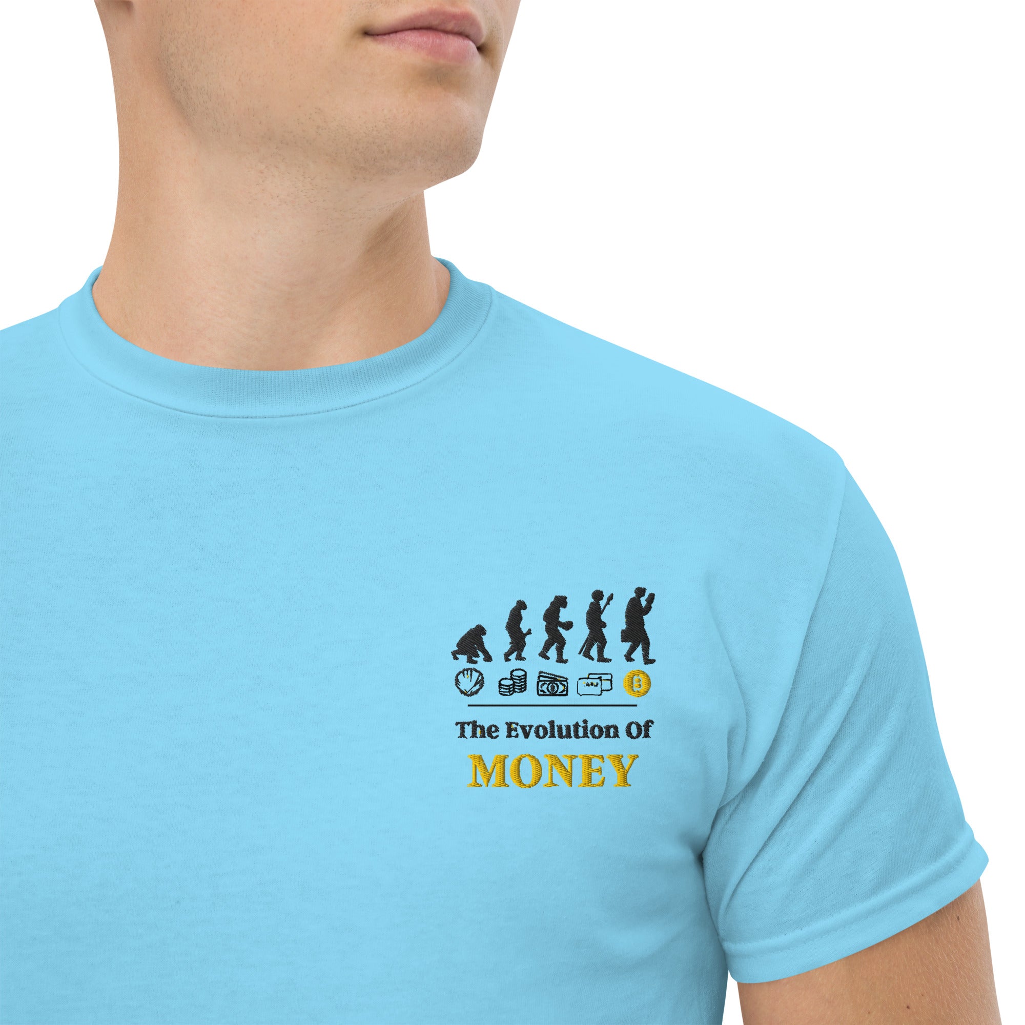 T-Shirt Unisex Ricamata 100% Cotone – Confortevole – Design Evolution Of Money-Biiply