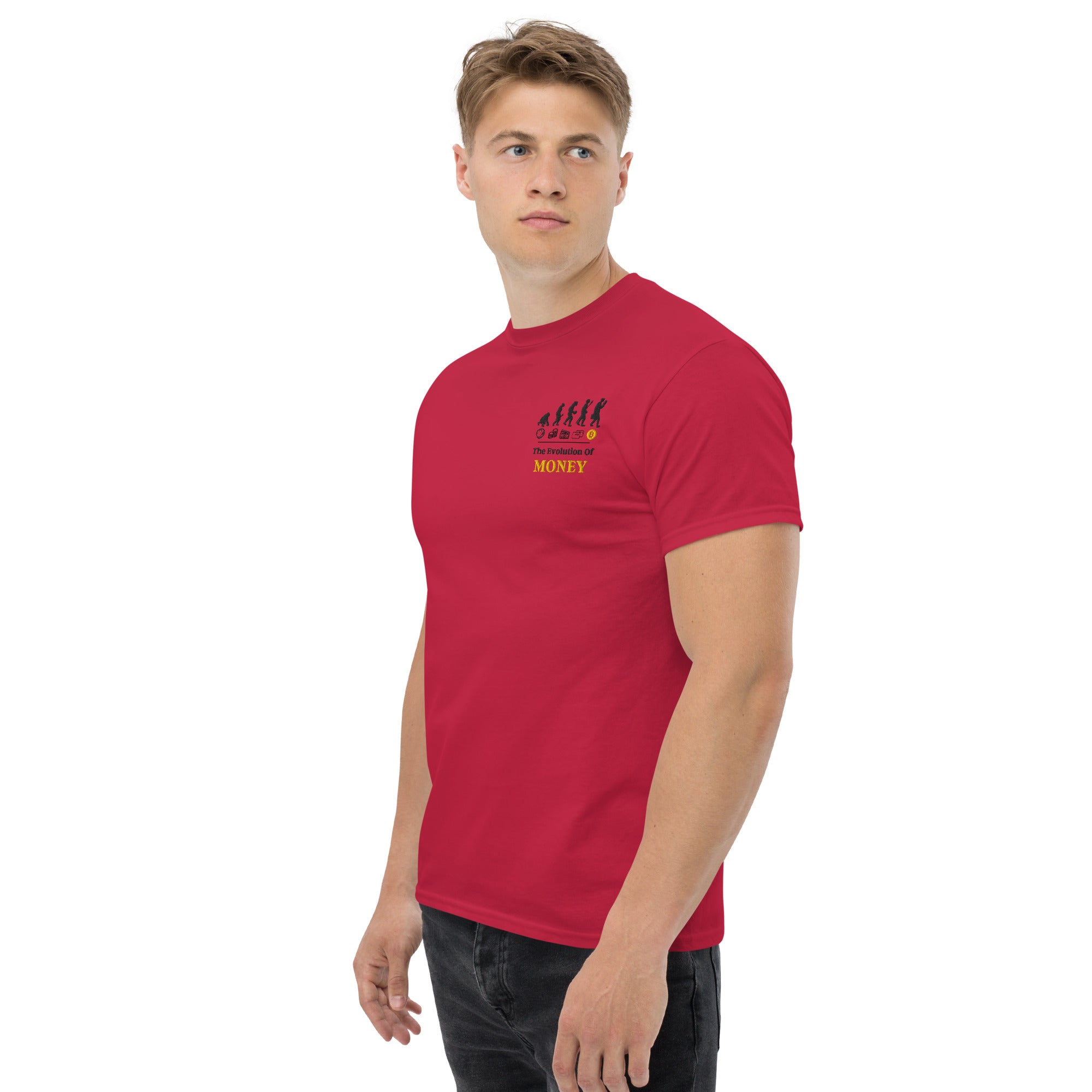T-Shirt Unisex Ricamata 100% Cotone – Confortevole – Design Evolution Of Money-Biiply