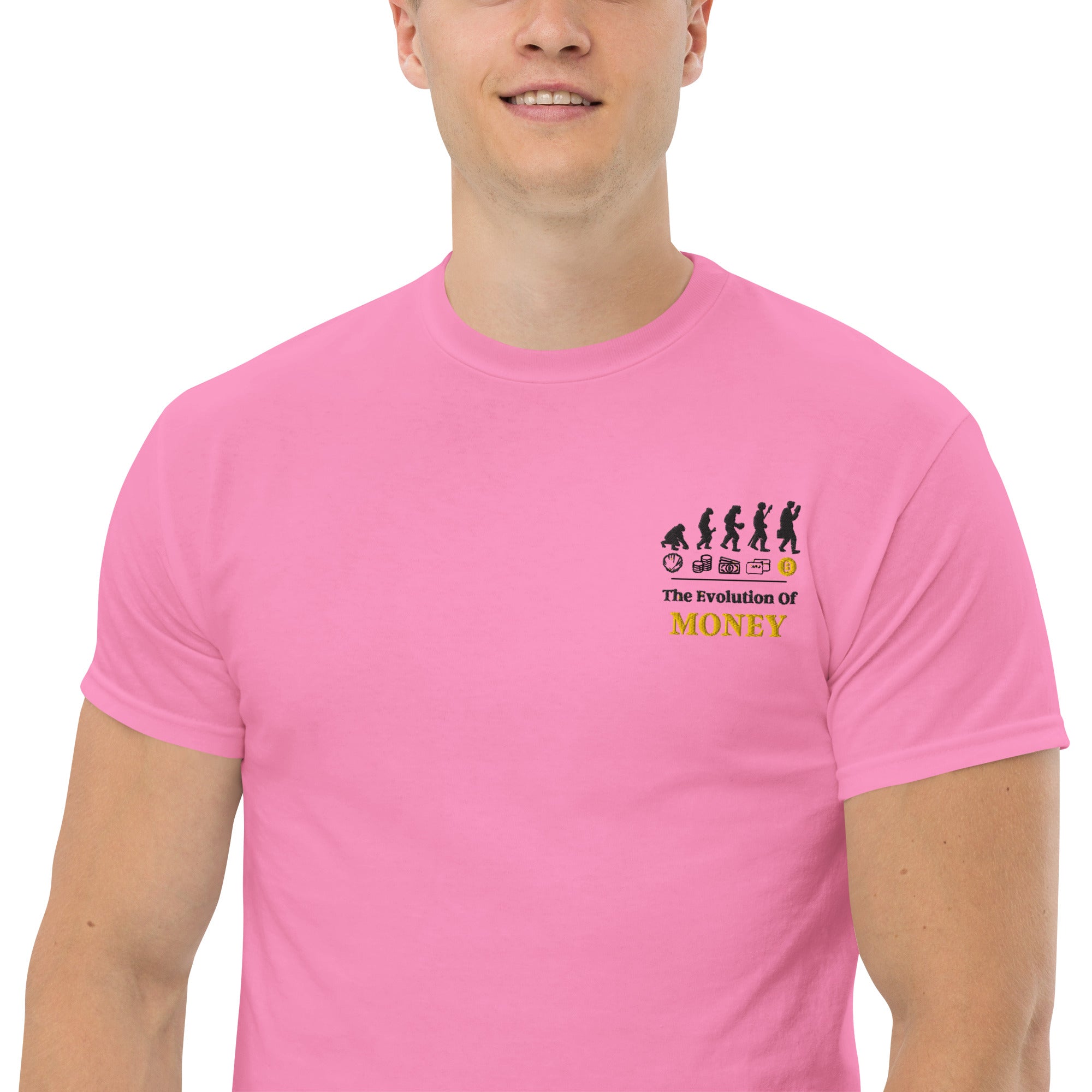 T-Shirt Unisex Ricamata 100% Cotone – Confortevole – Design Evolution Of Money-Biiply
