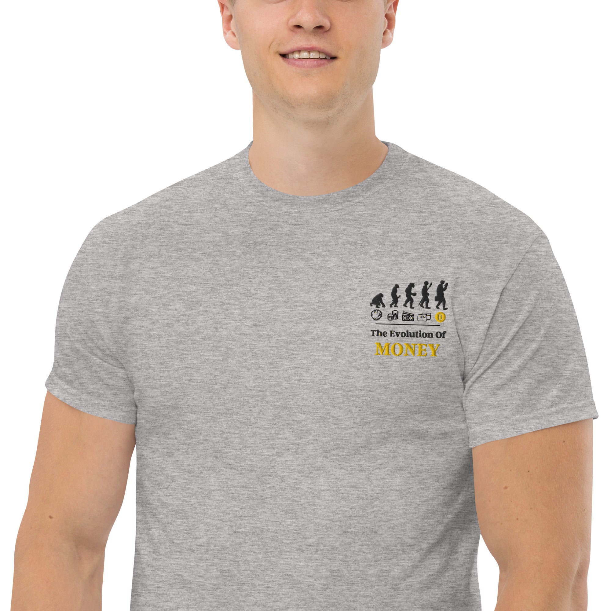 T-Shirt Unisex Ricamata 100% Cotone – Confortevole – Design Evolution Of Money-Biiply