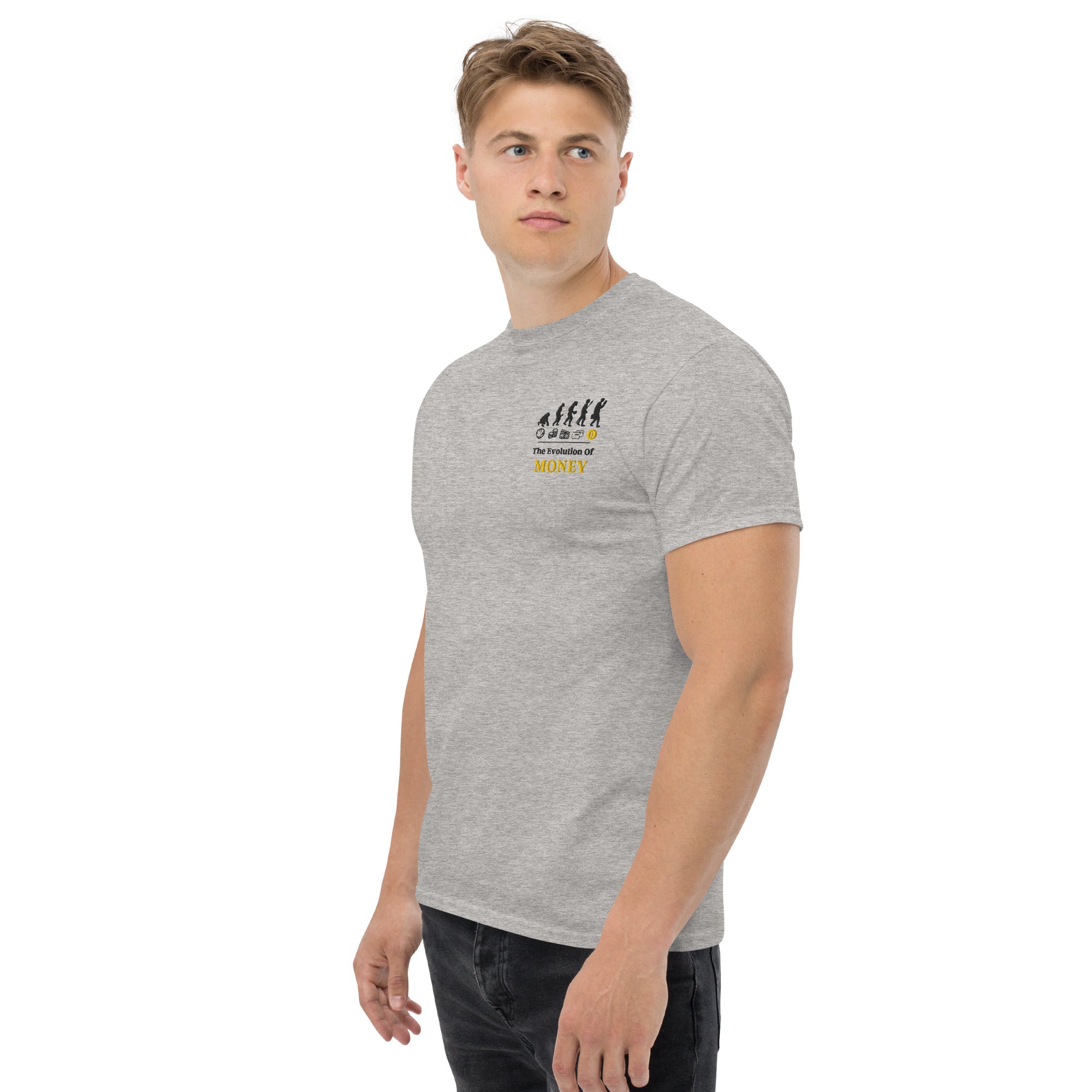 T-Shirt Unisex Ricamata 100% Cotone – Confortevole – Design Evolution Of Money-Biiply