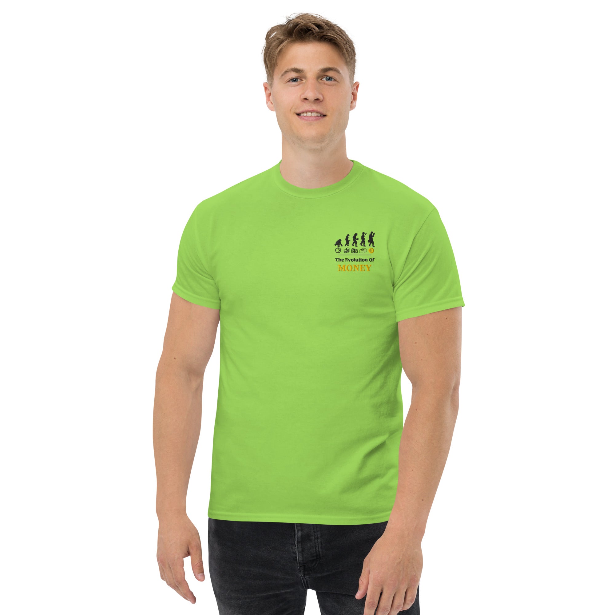 T-Shirt Unisex Ricamata 100% Cotone – Confortevole – Design Evolution Of Money-Biiply