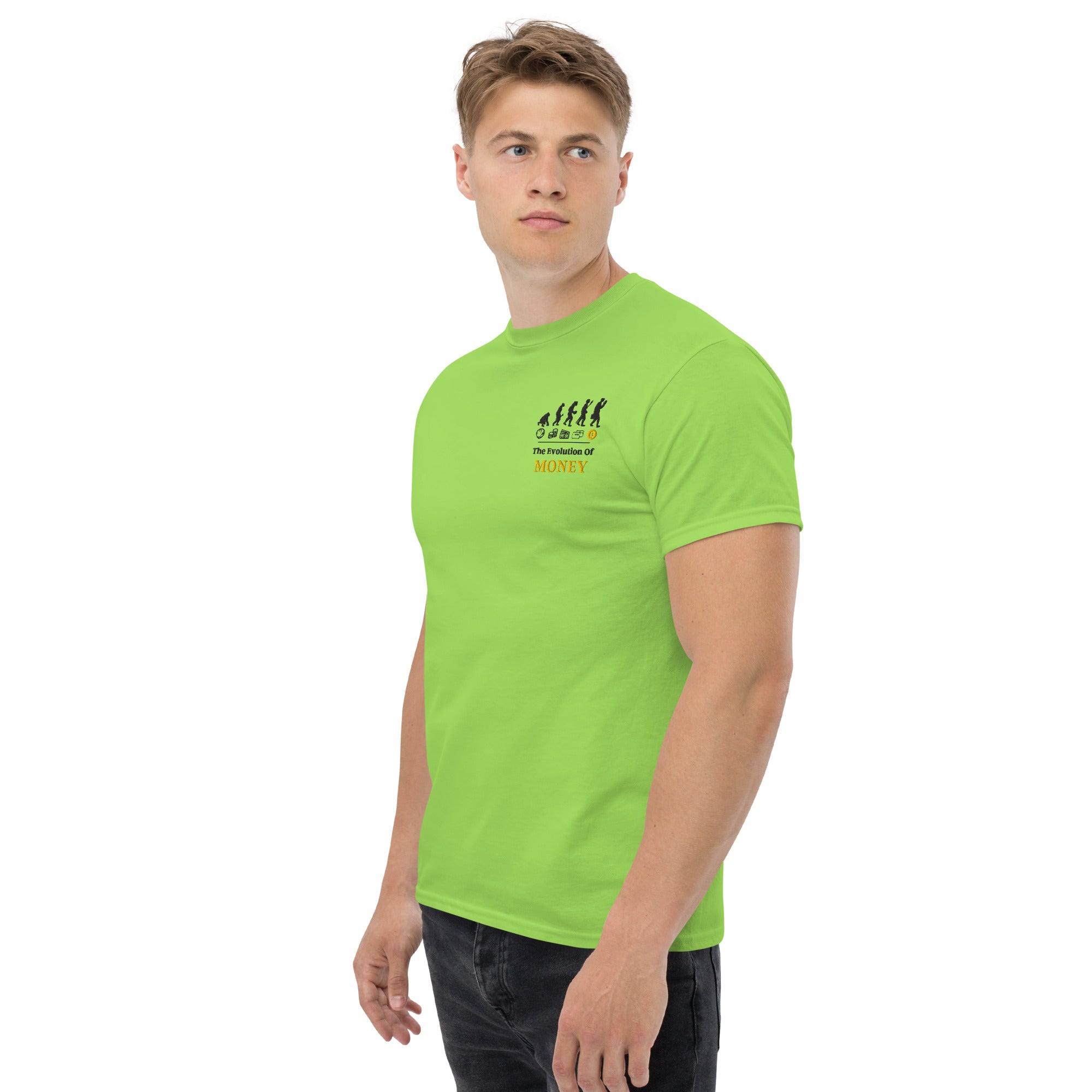 T-Shirt Unisex Ricamata 100% Cotone – Confortevole – Design Evolution Of Money-Biiply