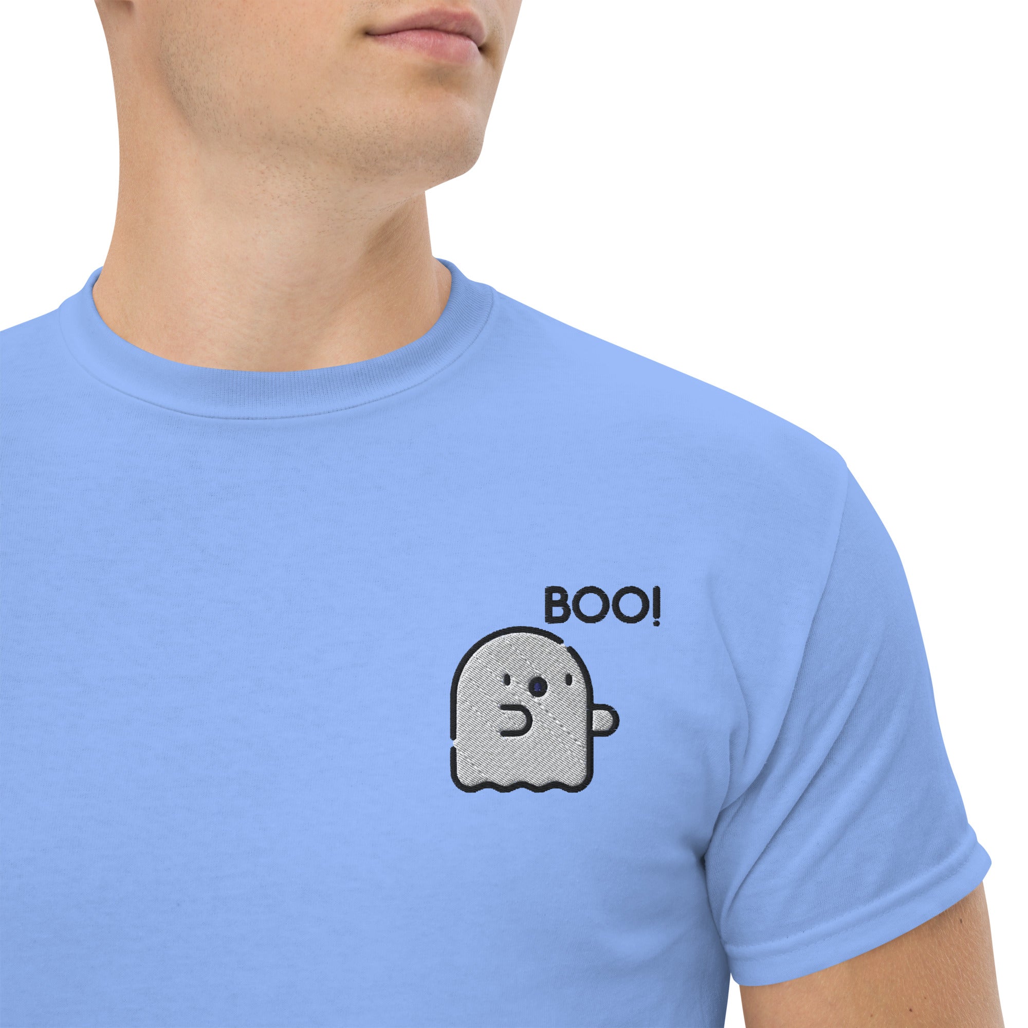 Ricamo Personalizzato - T-shirt Ricamata Unisex – 100% Cotone – Stile Streetwear e Confortevole – Fantasmino Boo!-Biiply