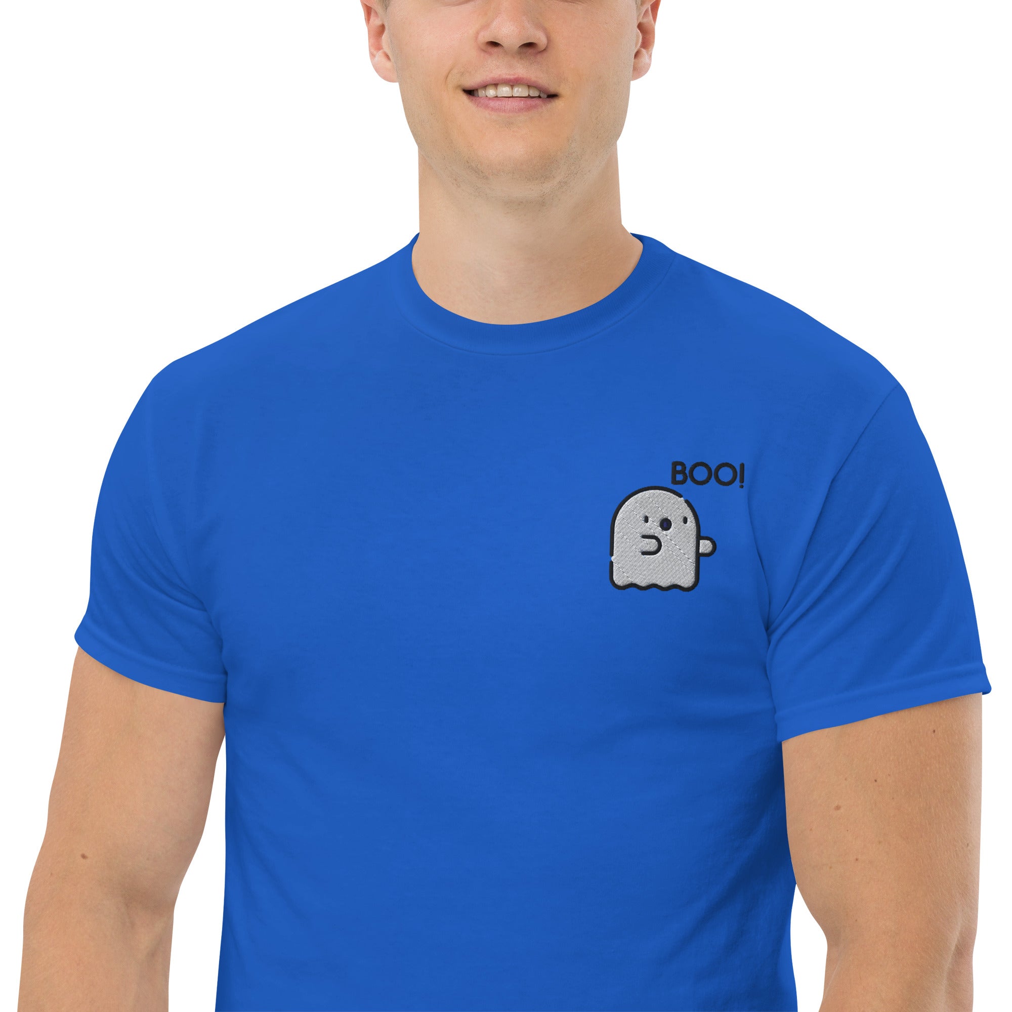Ricamo Personalizzato - T-shirt Ricamata Unisex – 100% Cotone – Stile Streetwear e Confortevole – Fantasmino Boo!-Biiply