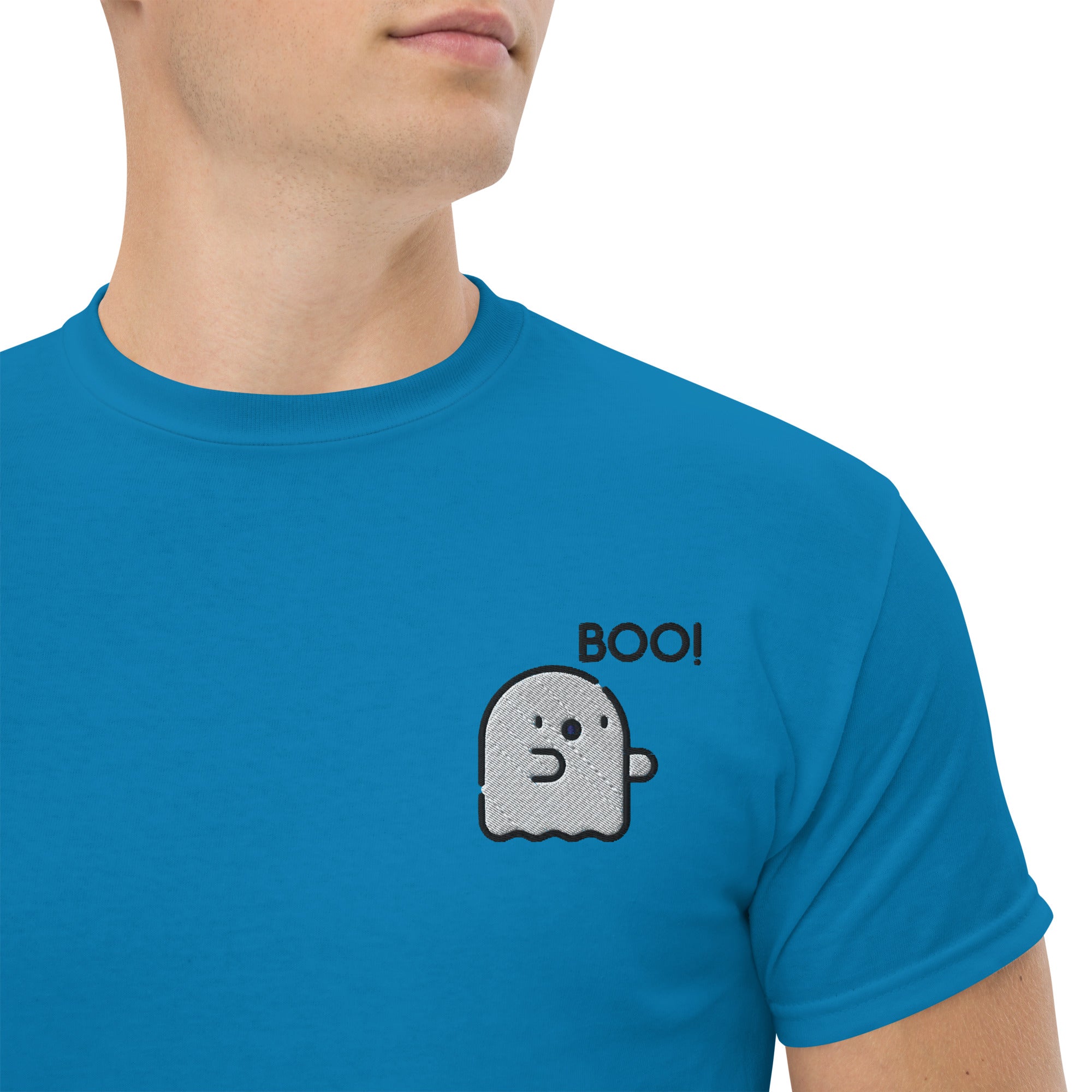 Ricamo Personalizzato - T-shirt Ricamata Unisex – 100% Cotone – Stile Streetwear e Confortevole – Fantasmino Boo!-Biiply