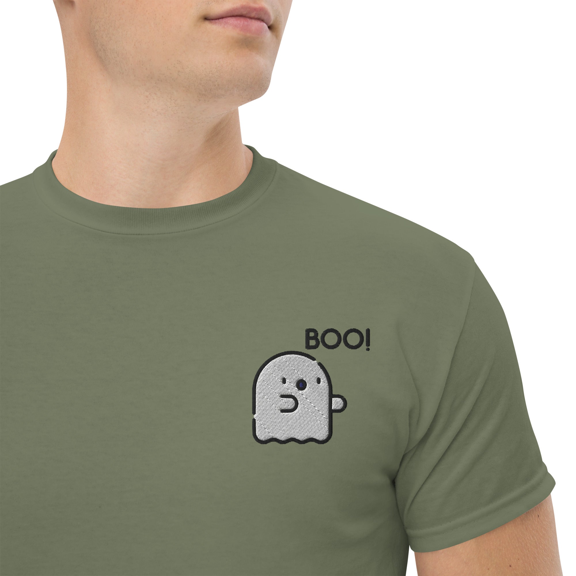 Ricamo Personalizzato - T-shirt Ricamata Unisex – 100% Cotone – Stile Streetwear e Confortevole – Fantasmino Boo!-Biiply