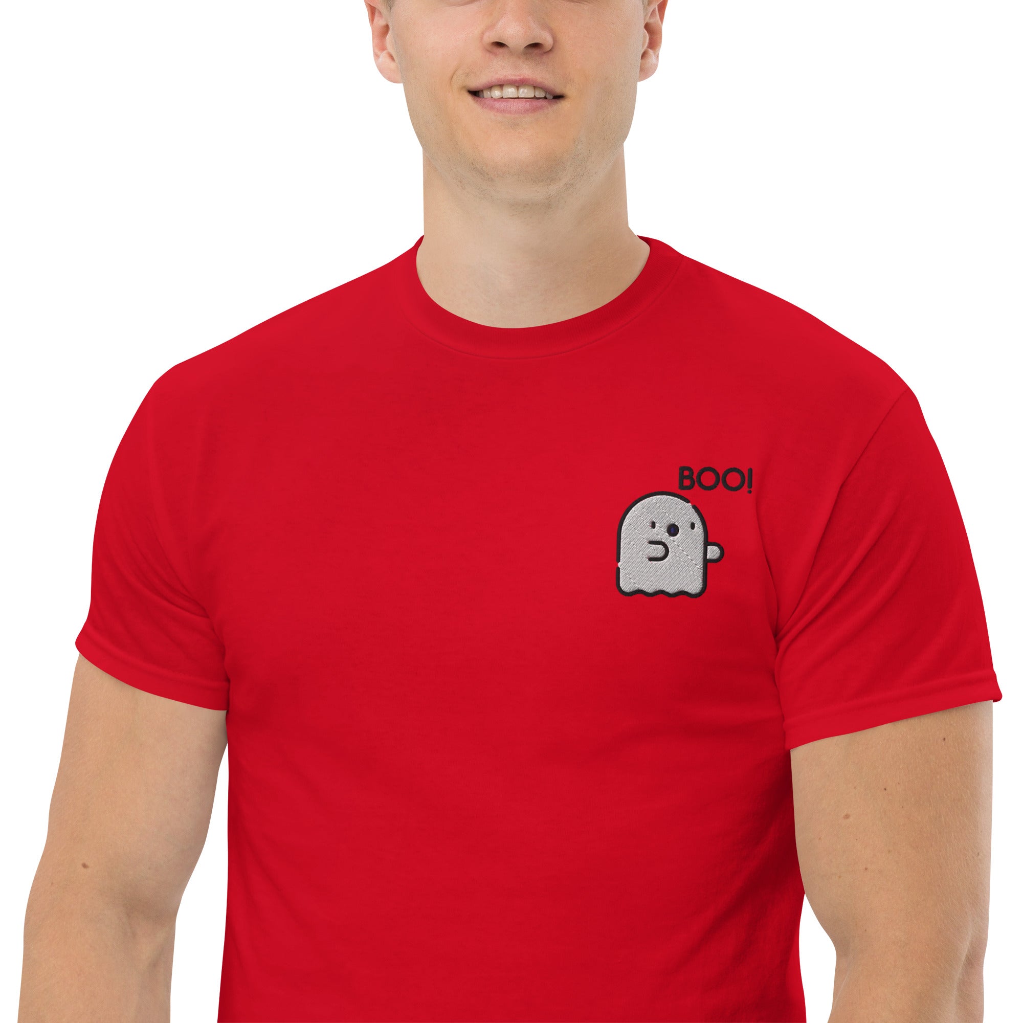 Ricamo Personalizzato - T-shirt Ricamata Unisex – 100% Cotone – Stile Streetwear e Confortevole – Fantasmino Boo!-Biiply