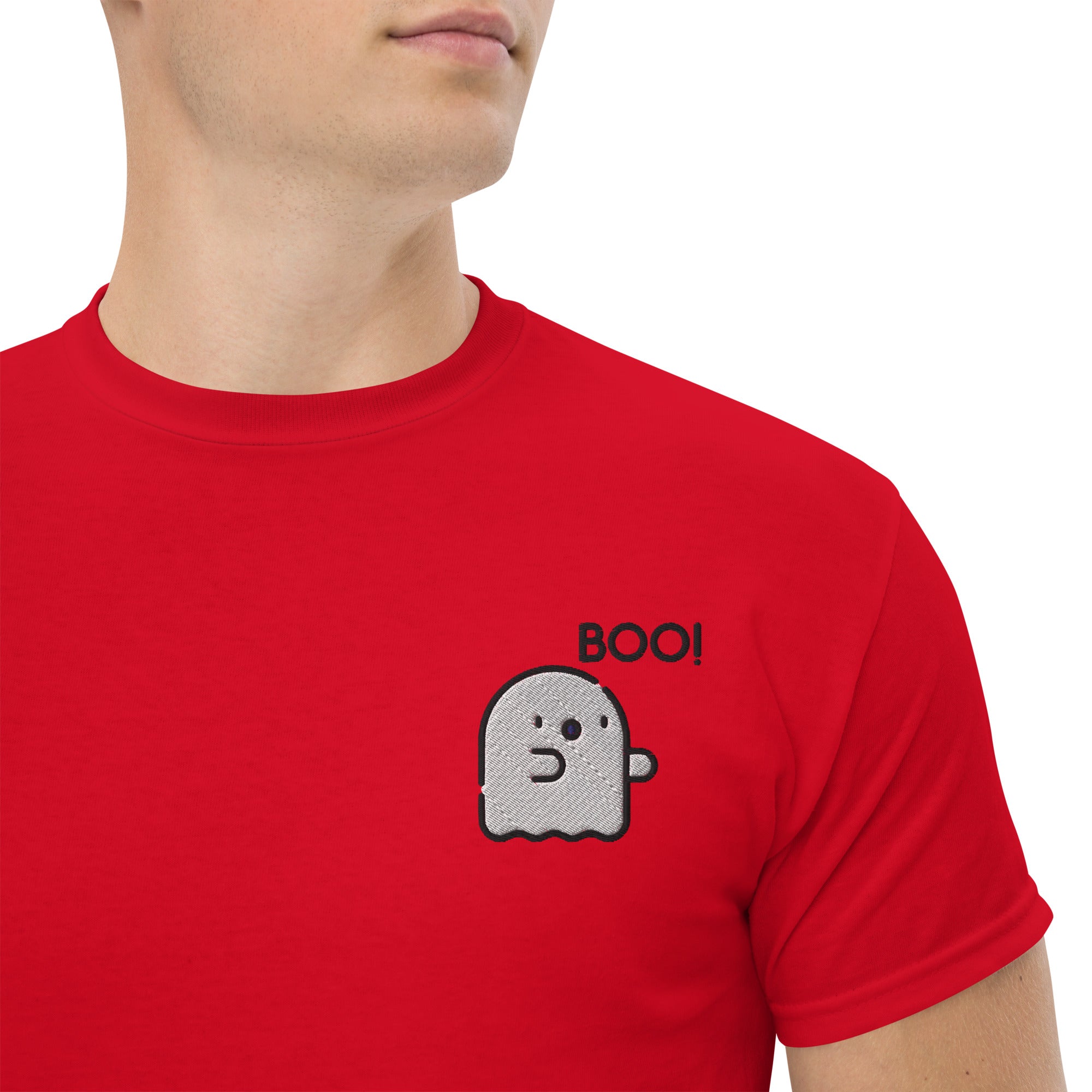 Ricamo Personalizzato - T-shirt Ricamata Unisex – 100% Cotone – Stile Streetwear e Confortevole – Fantasmino Boo!-Biiply