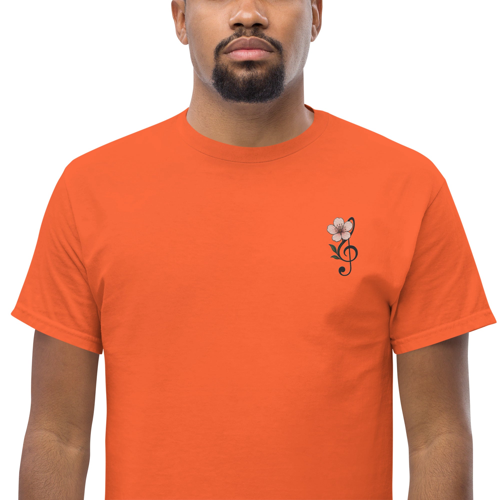 T-Shirt Unisex Ricamata 100% Cotone – Confortevole – Design Fiore di Ciliegio-Biiply