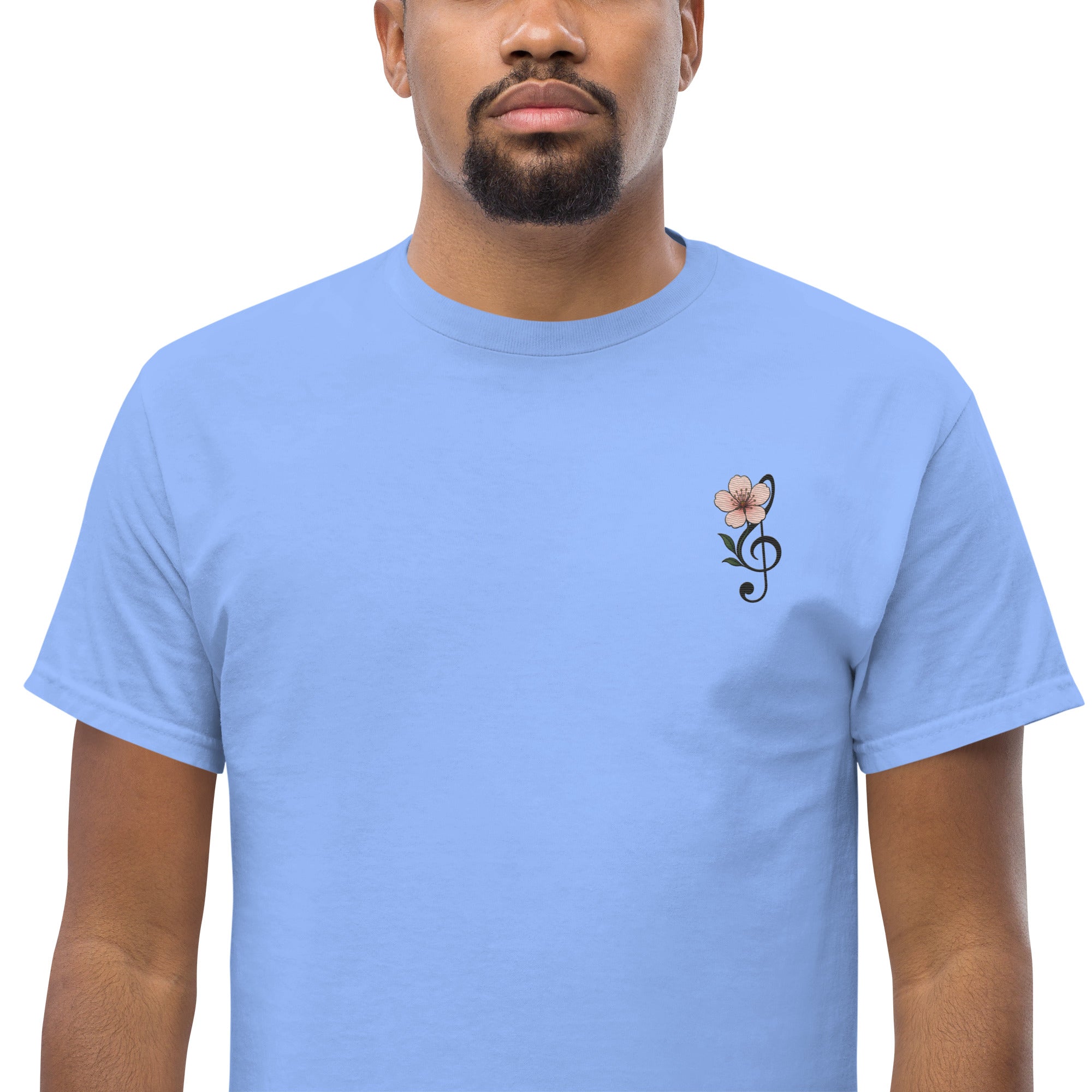 T-Shirt Unisex Ricamata 100% Cotone – Confortevole – Design Fiore di Ciliegio-Biiply