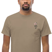 T-Shirt Unisex Ricamata 100% Cotone – Confortevole – Design Fiore di Ciliegio-Biiply