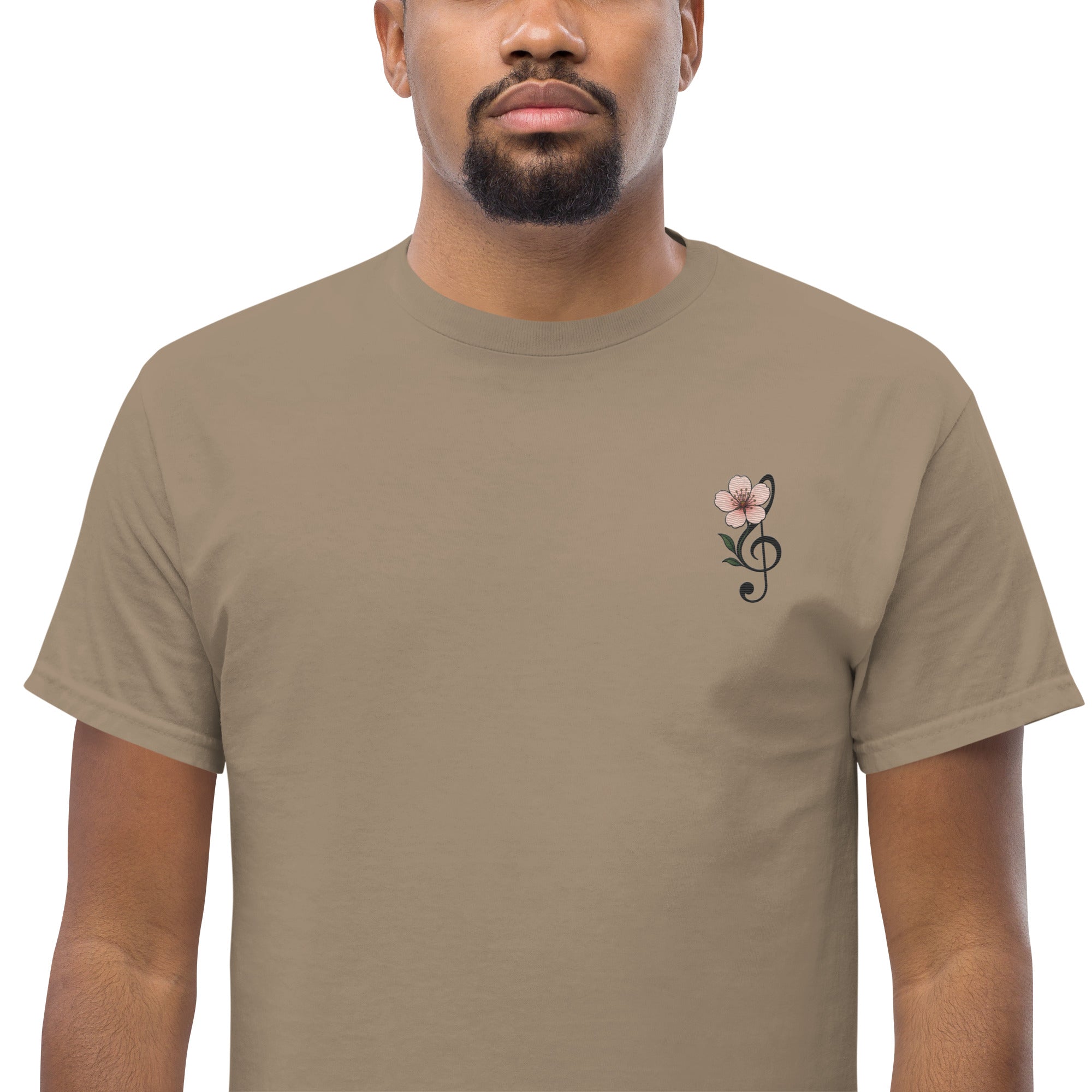 T-Shirt Unisex Ricamata 100% Cotone – Confortevole – Design Fiore di Ciliegio-Biiply