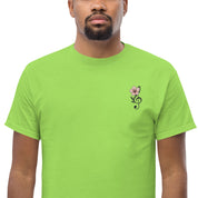 T-Shirt Unisex Ricamata 100% Cotone – Confortevole – Design Fiore di Ciliegio-Biiply