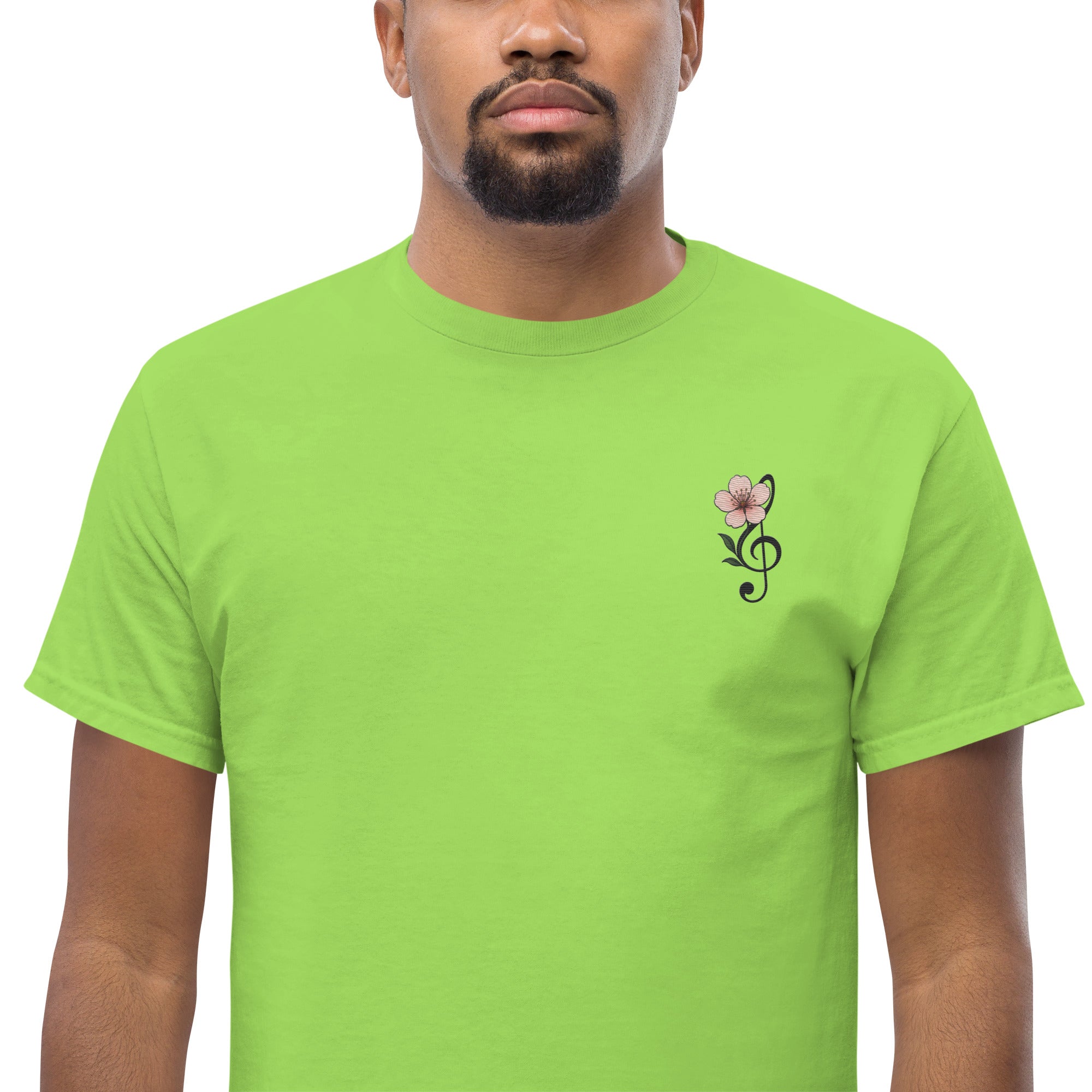 T-Shirt Unisex Ricamata 100% Cotone – Confortevole – Design Fiore di Ciliegio-Biiply