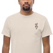 T-Shirt Unisex Ricamata 100% Cotone – Confortevole – Design Fiore di Ciliegio-Biiply