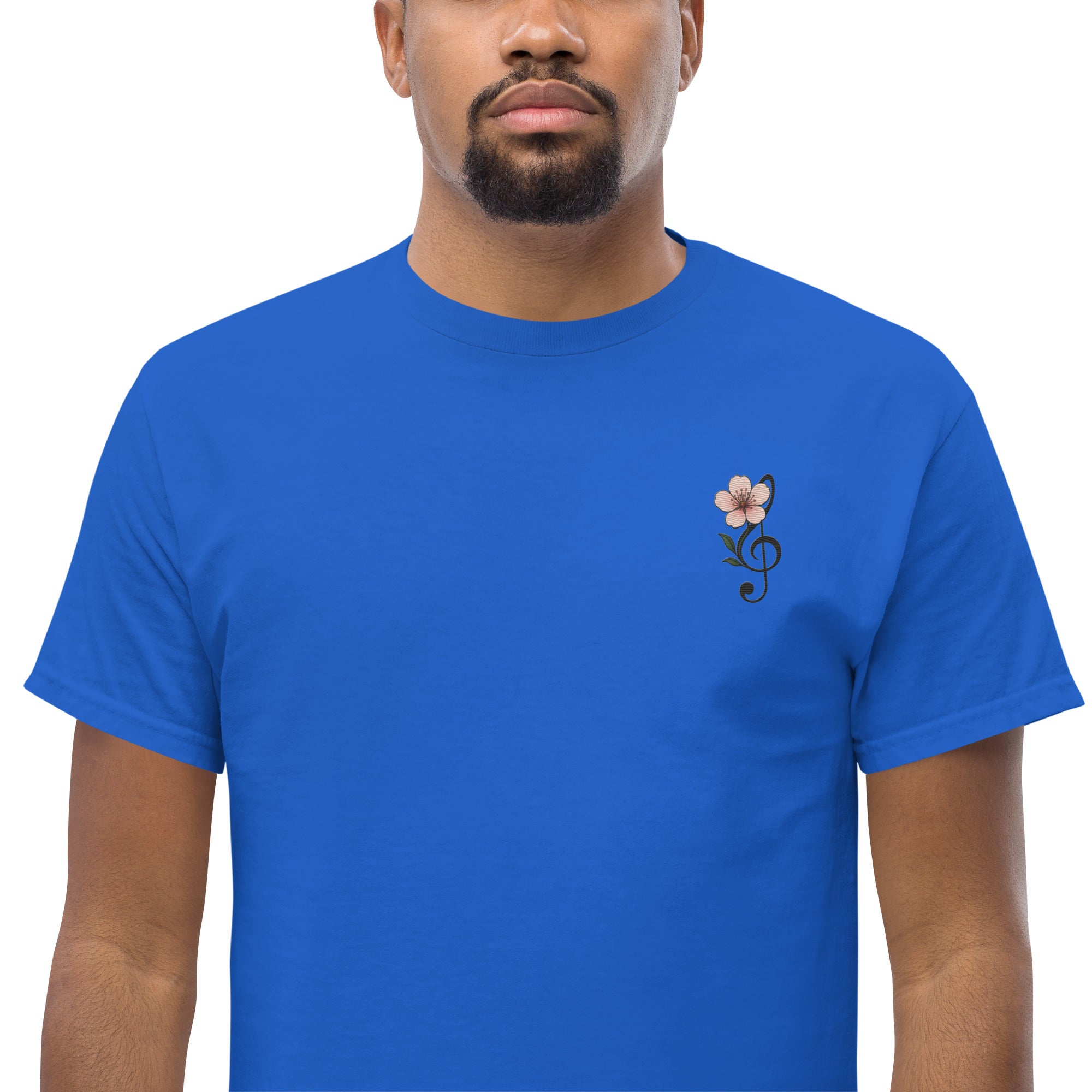 T-Shirt Unisex Ricamata 100% Cotone – Confortevole – Design Fiore di Ciliegio-Biiply