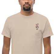 T-Shirt Unisex Ricamata 100% Cotone – Confortevole – Design Fiore di Ciliegio-Biiply